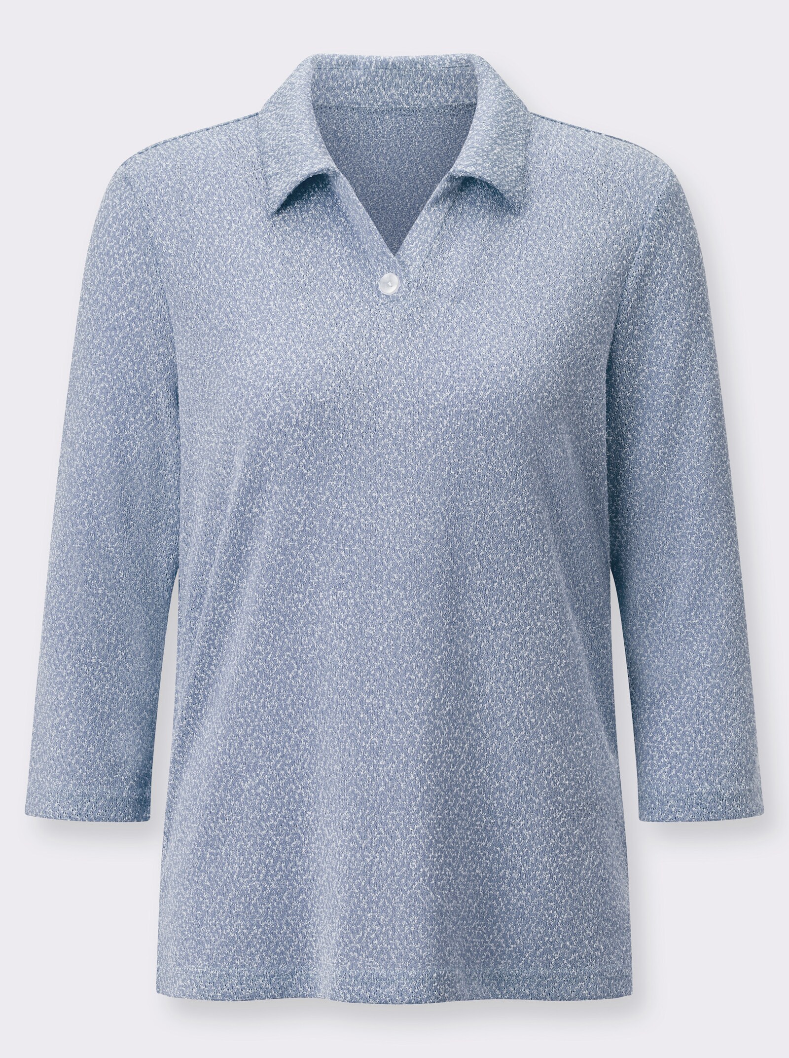 Poloshirt in melierter Bouclé-Qualität - bleu-meliert