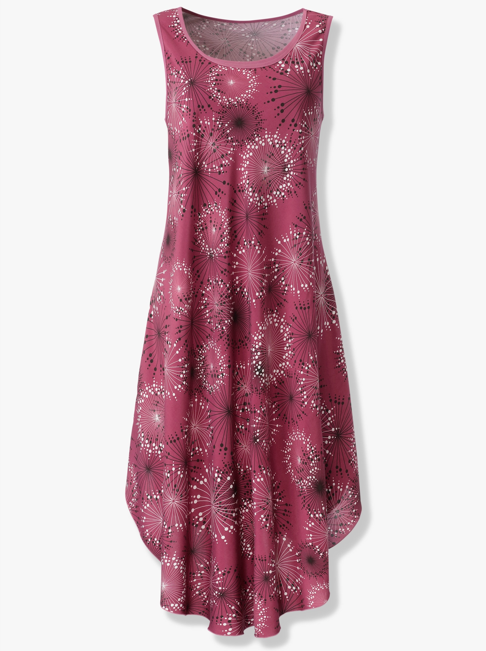 Šaty s potiskem s kvetinovým vzorem, volnejší strih - vínová-grafitová-potisk