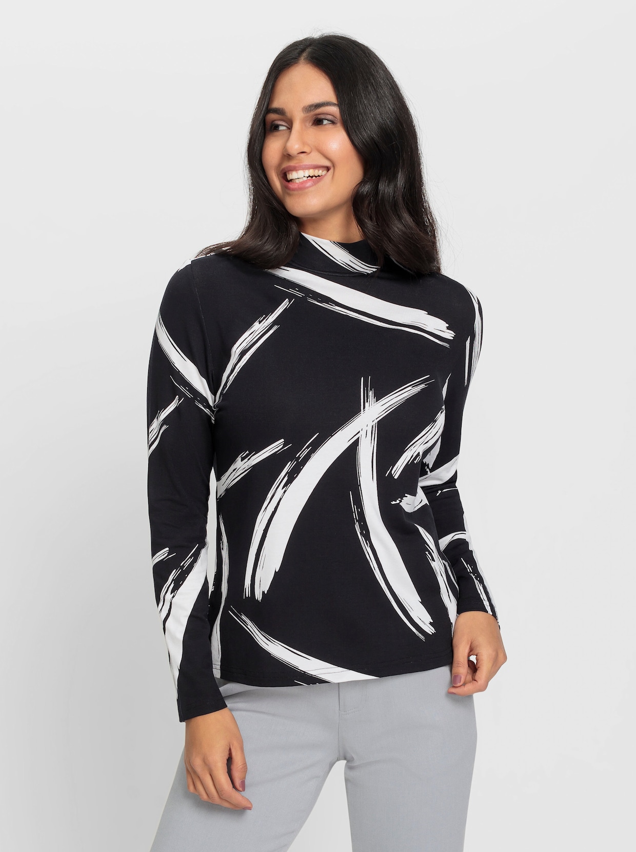 Shirt met lange mouwen - zwart/wit geprint