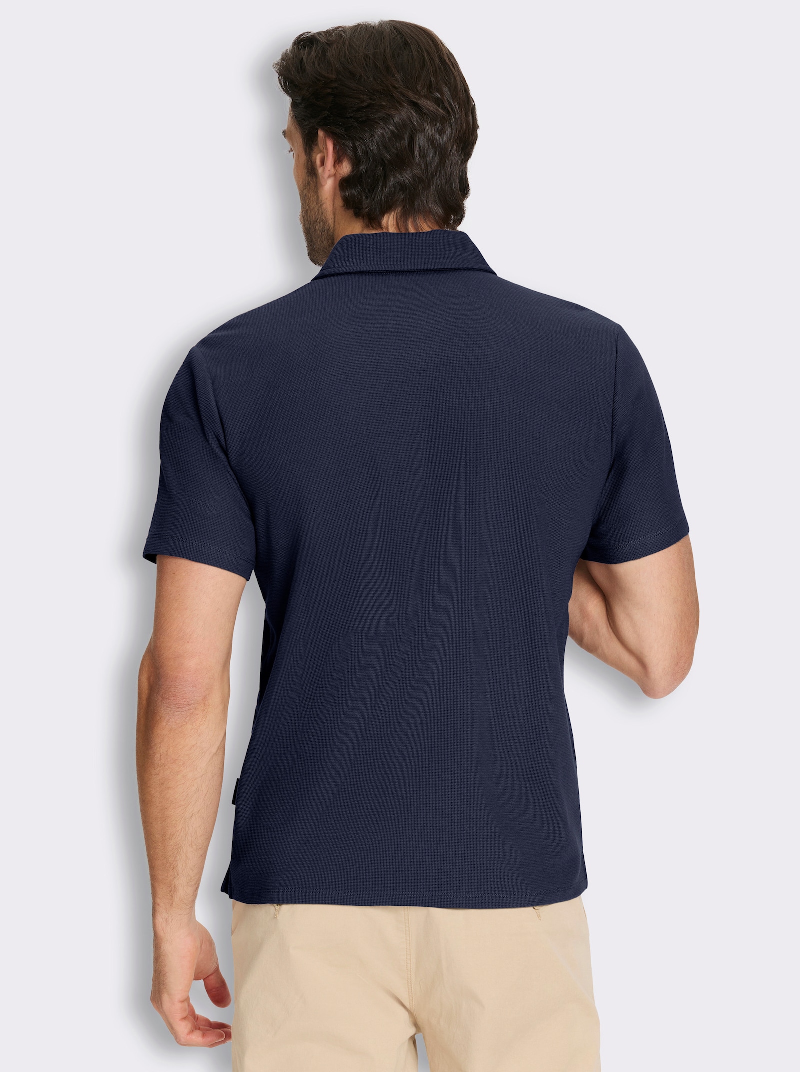 Marco Donati Kurzarmshirt mit Waffel-Struktur, Baumwolle - marine