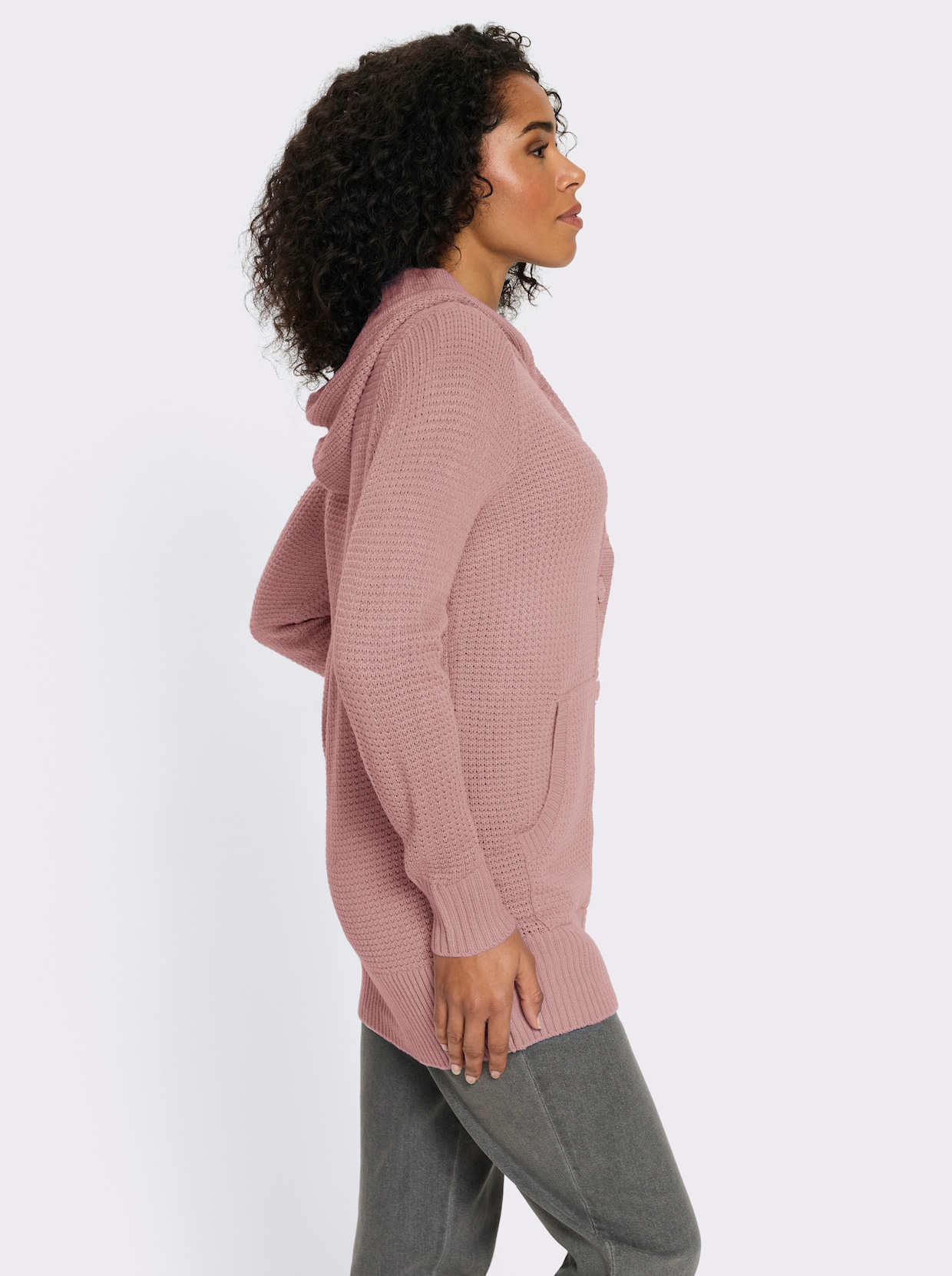 Vest met capuchon en kangoeroezakken - hortensia