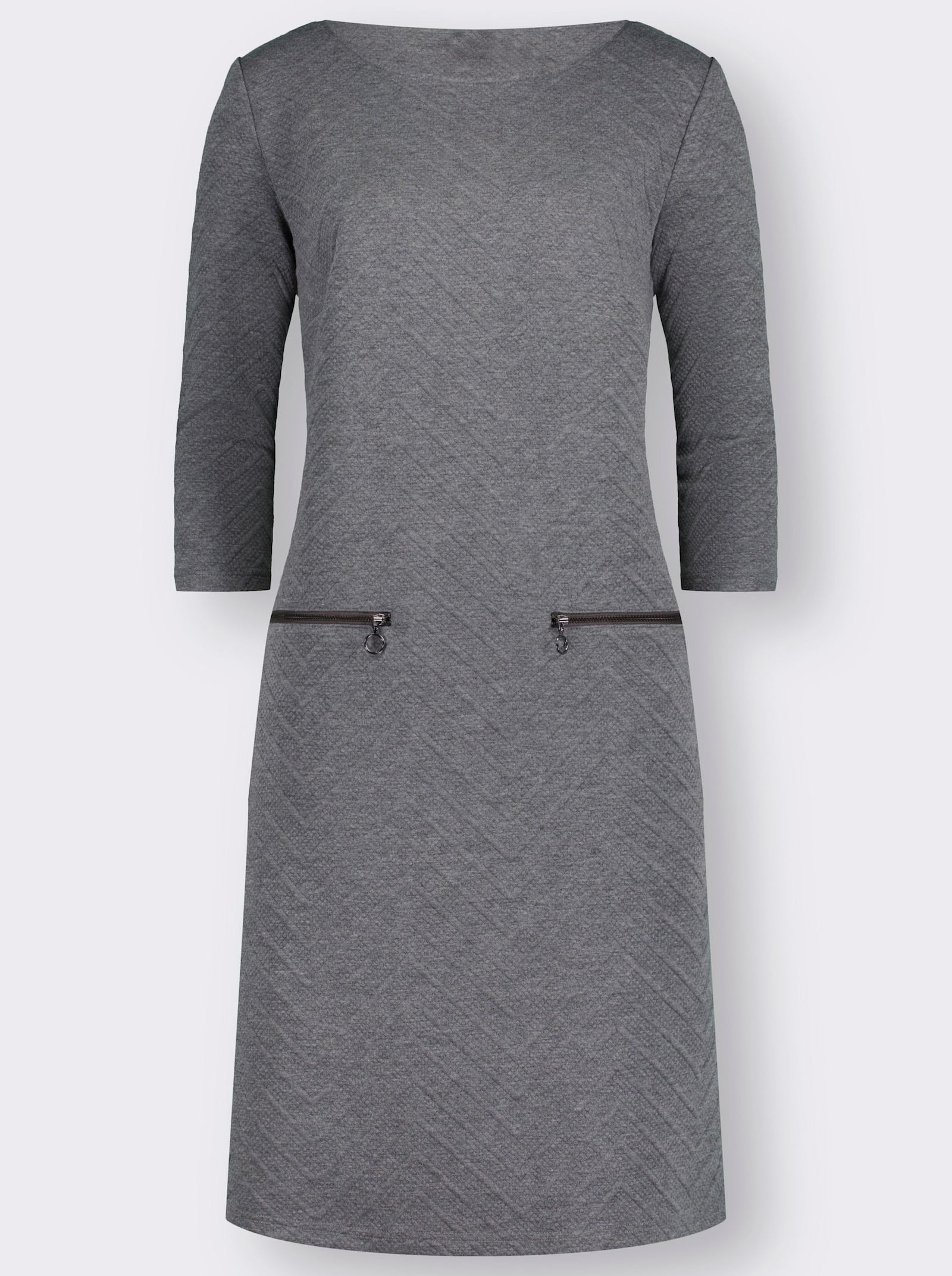 Druckkleid in Jersey-Jacquard-Qualität - grau-meliert