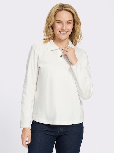 Langarmshirt mit Knöpfen in Horn-Optik - ecru
