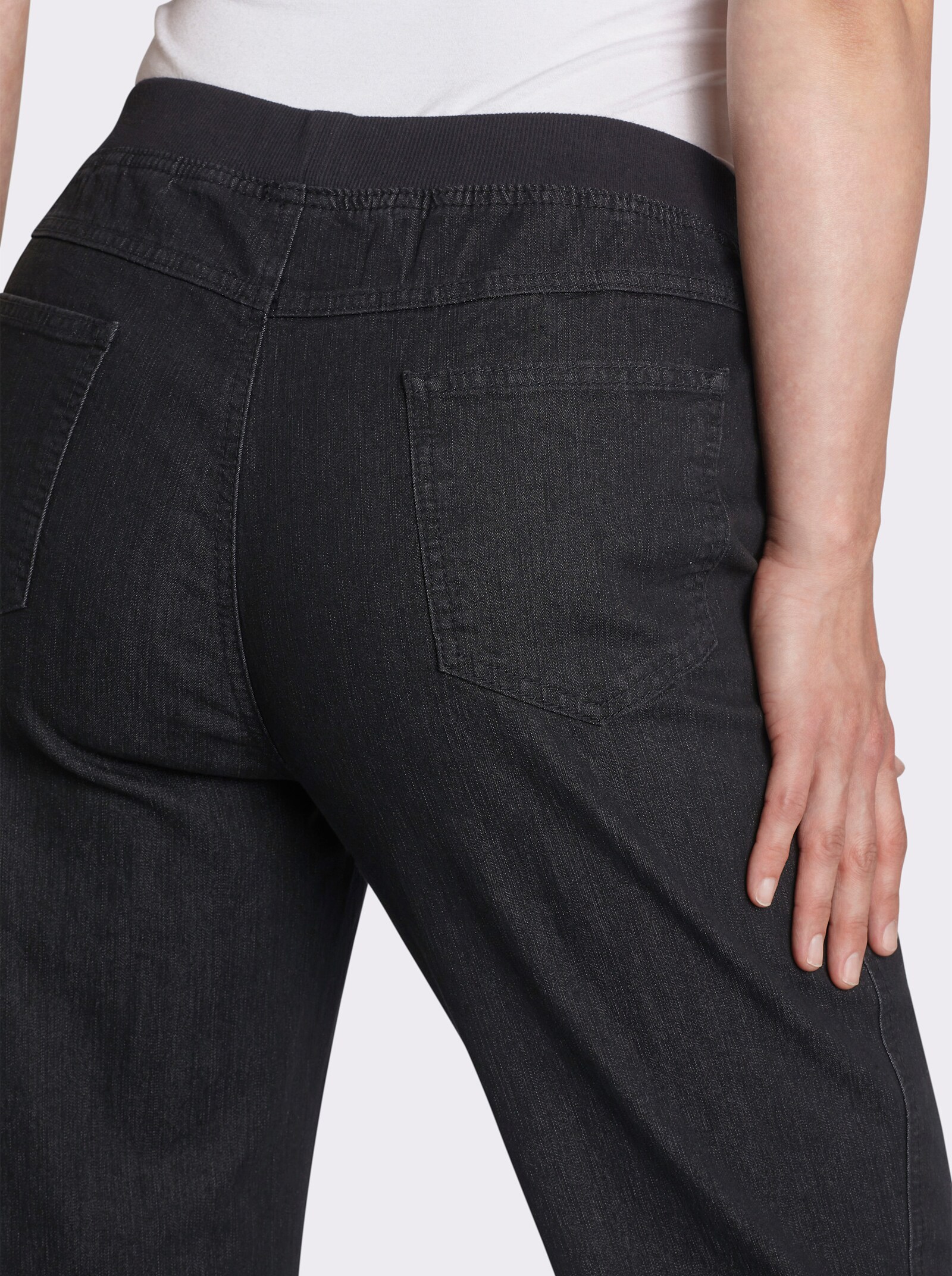 Stretch-Jeans mit Rundum-Dehnbund - black-denim