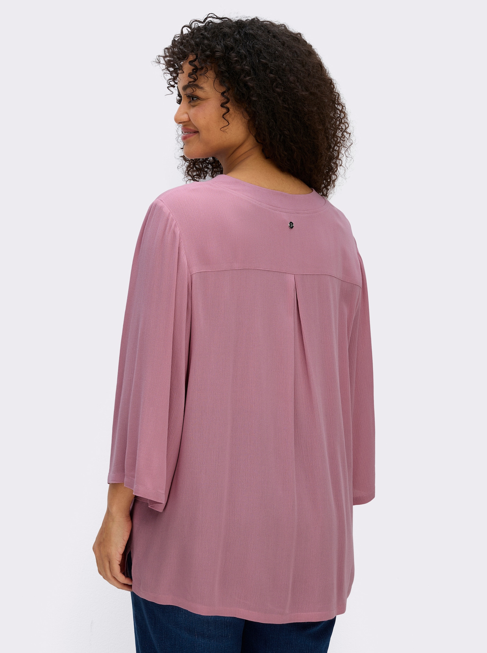 sheego Tunique à l'effet légèrement froissé - vieux rose