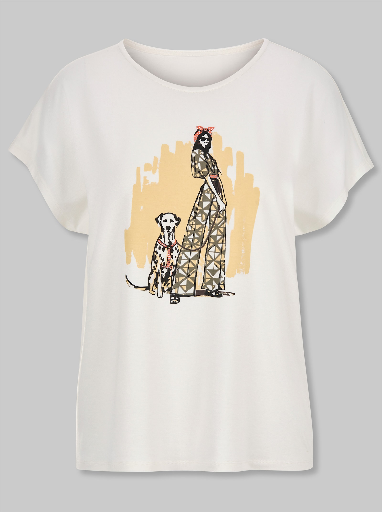 heine Kurzarmshirt mit Druck - ecru-vanille