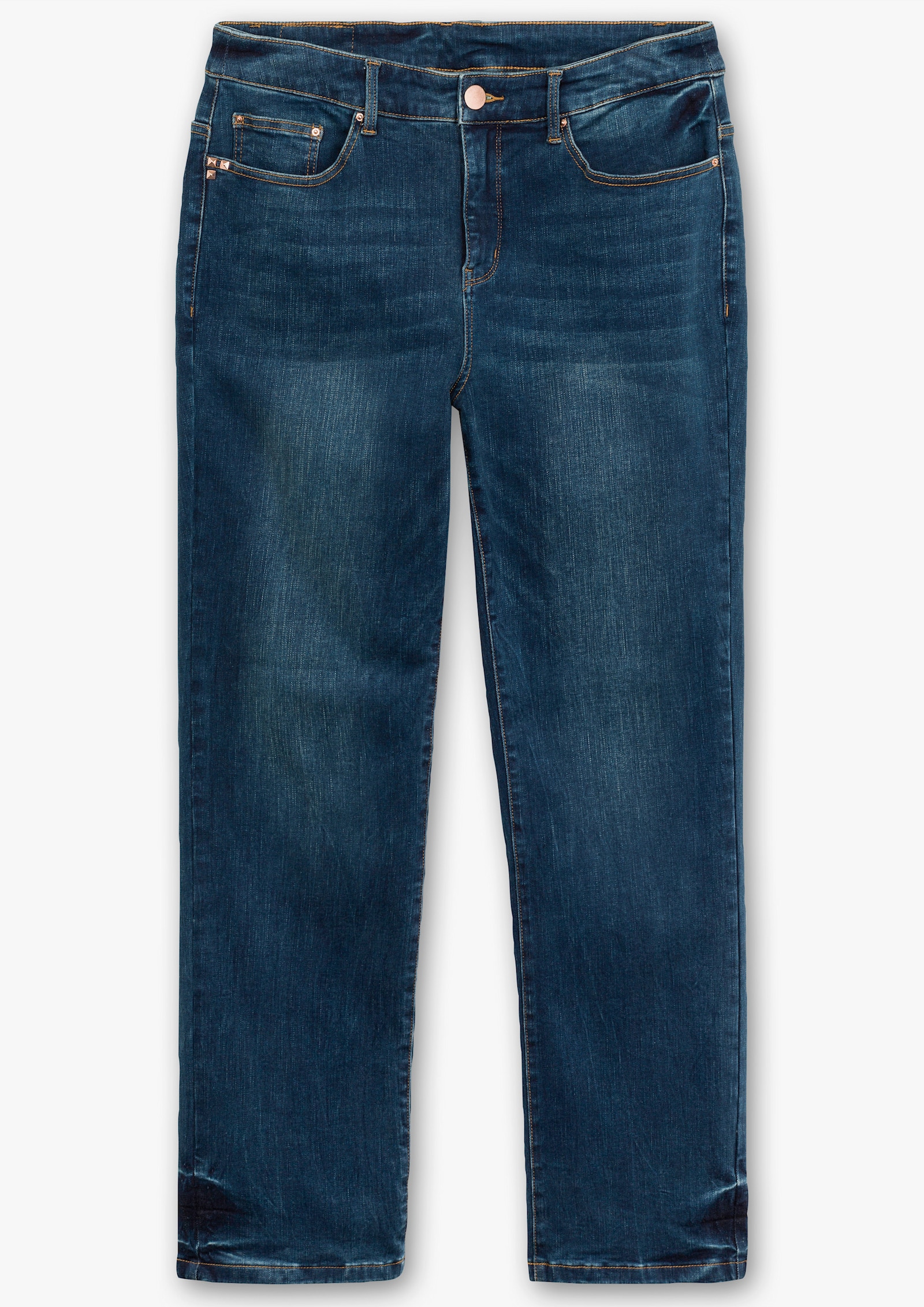 sheego Gerade Jeans mit Bodyforming-Effekt - dark blue denim