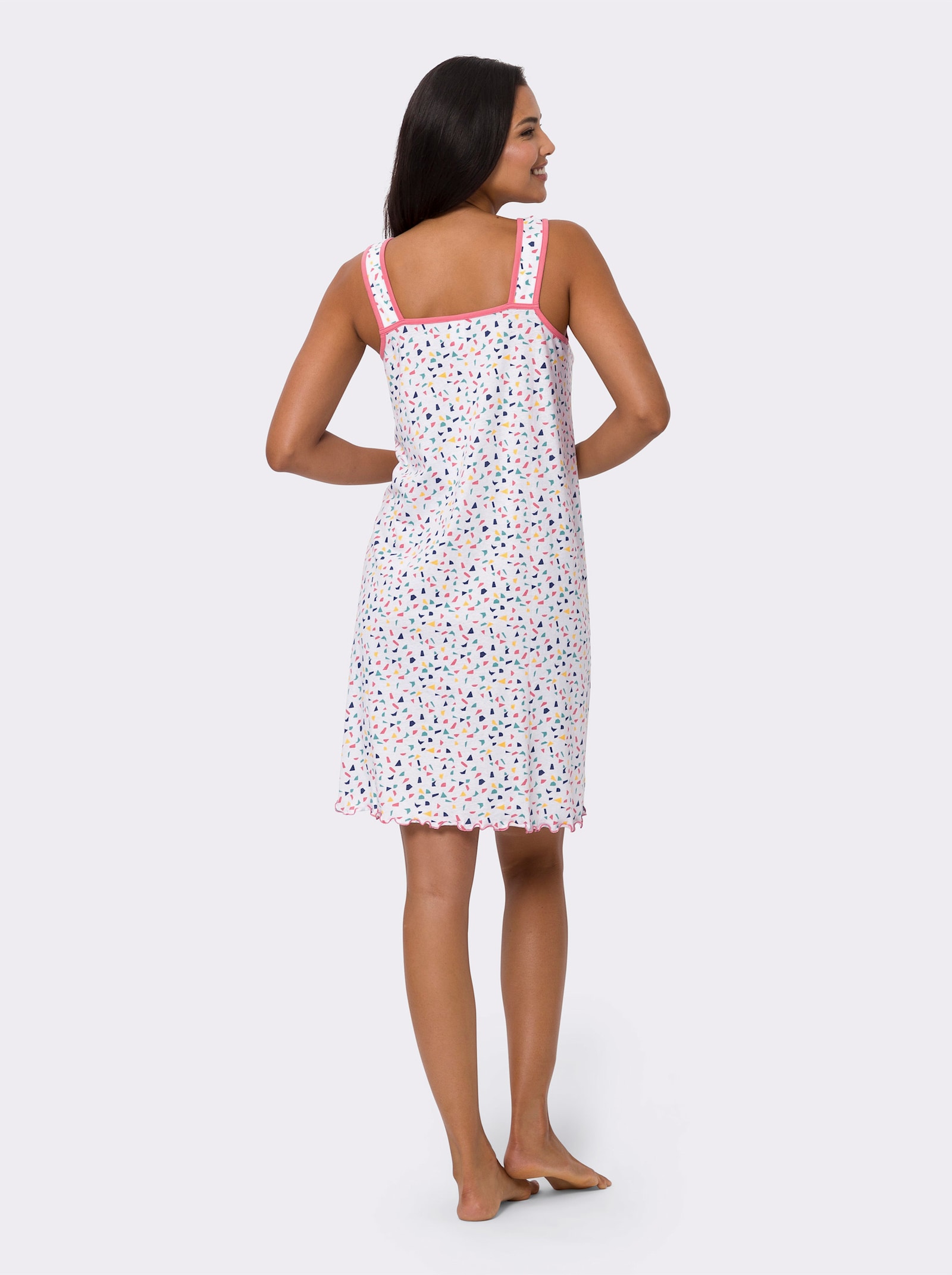 Nachthemd in A-lijn - wit geprint