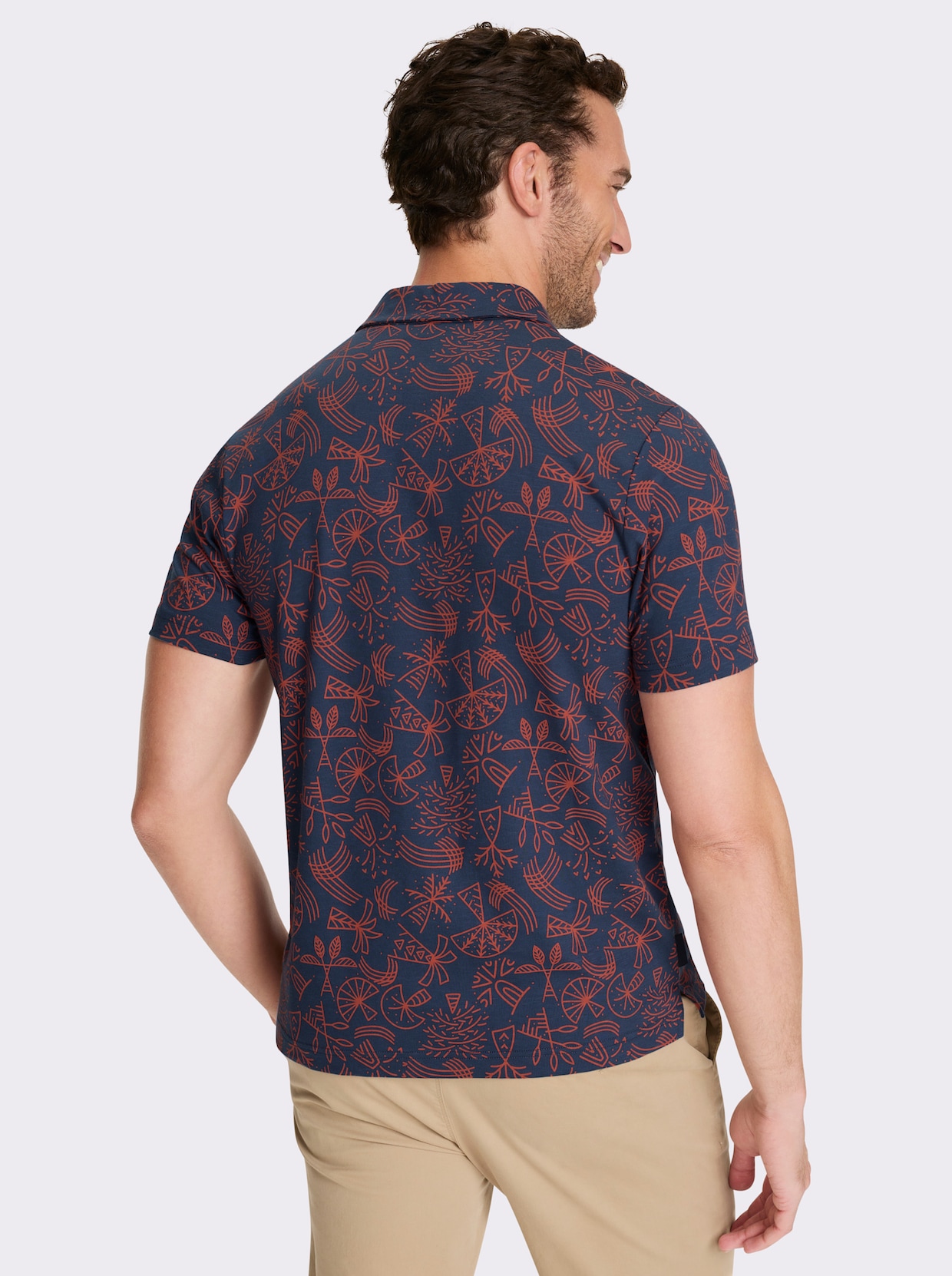 Marco Donati Kurzarmshirt - dunkelblau-bedruckt