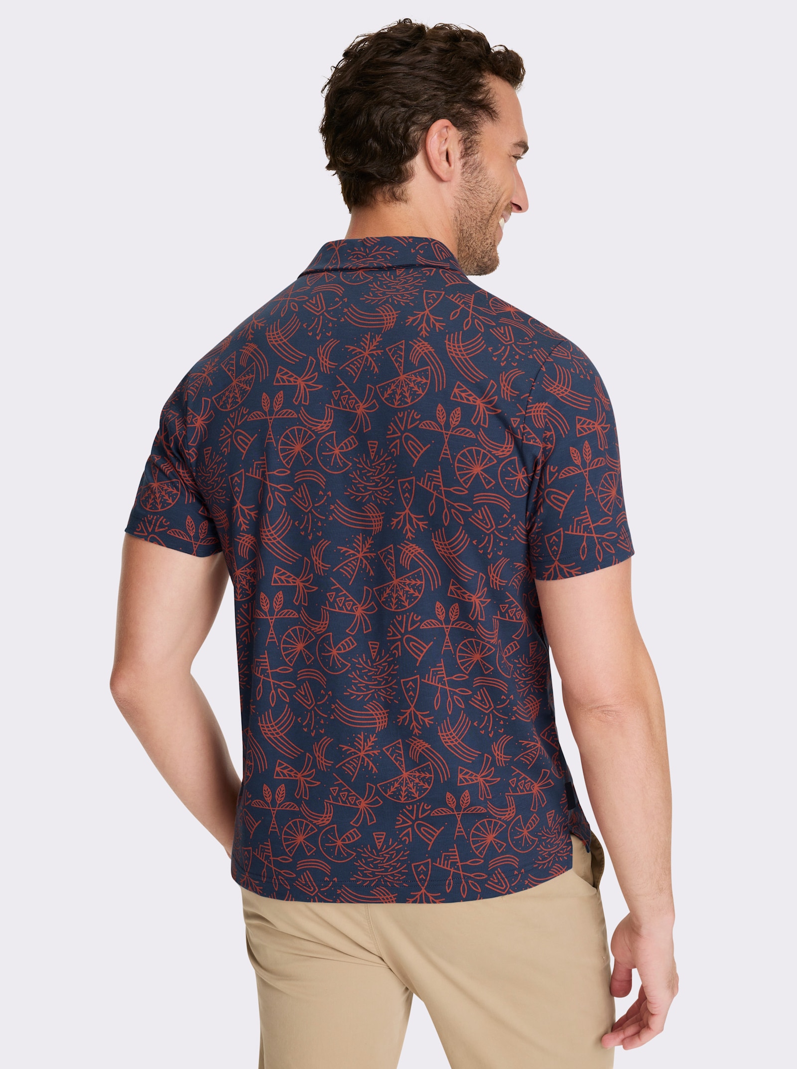 Marco Donati Kurzarmshirt mit Allover-Print - dunkelblau-bedruckt