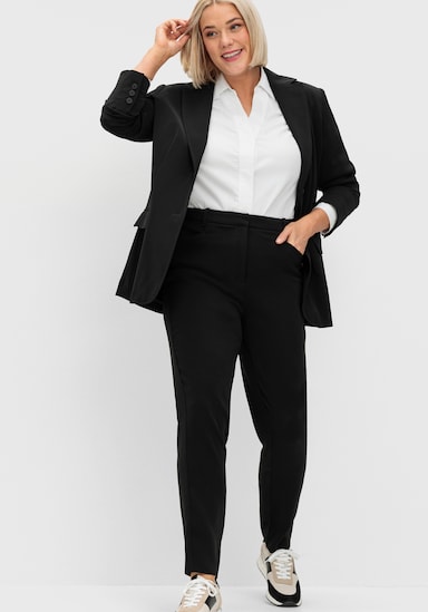 sheego Hose mit schmalem Bein, knitterarm - schwarz