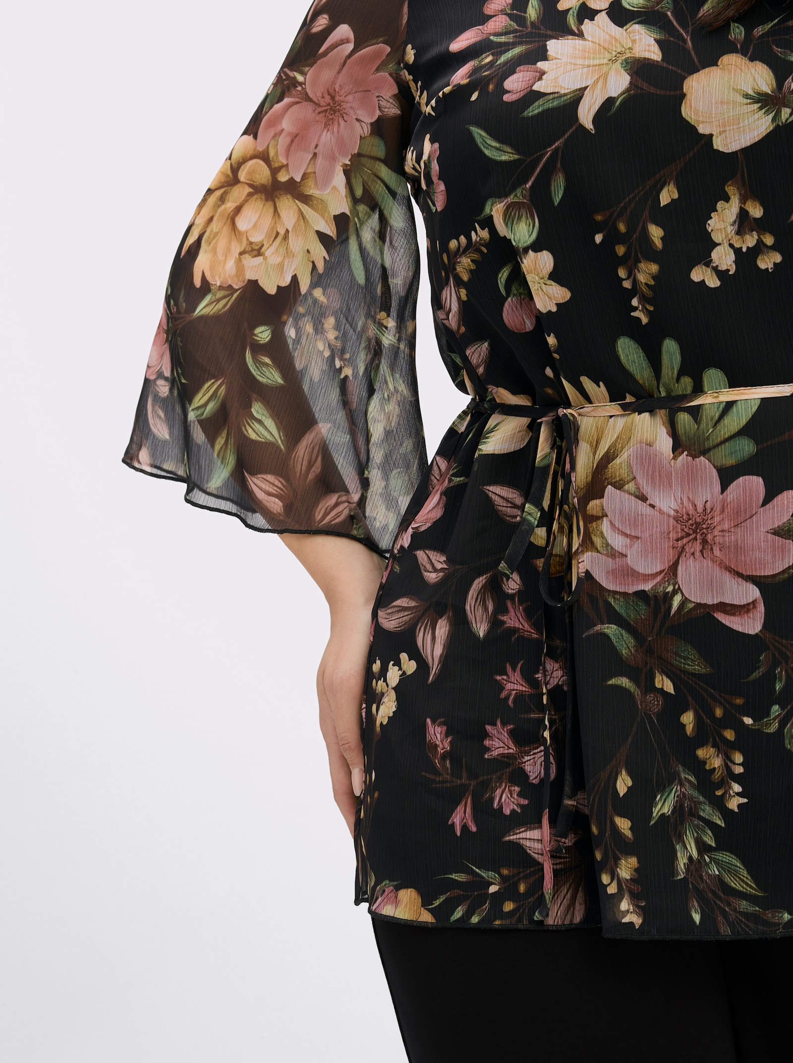 sheego Tunika mit floralem Alloverprint - schwarz-rosenholz-bedruckt