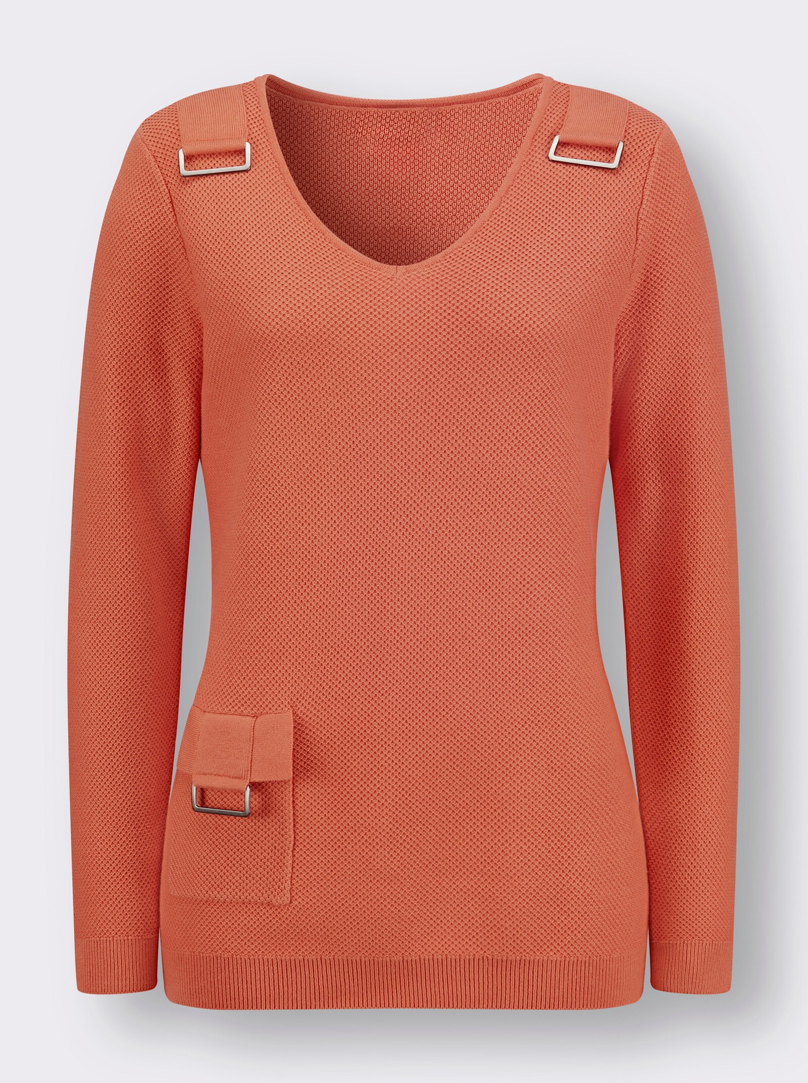 Langarm-Pullover aus reiner Baumwolle - papaya