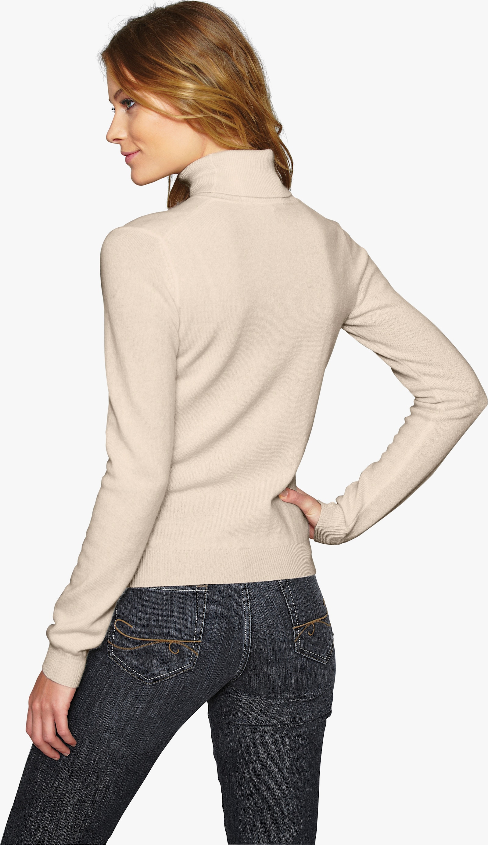 heine Kaschmirpullover mit Rollkragen - wollweiß