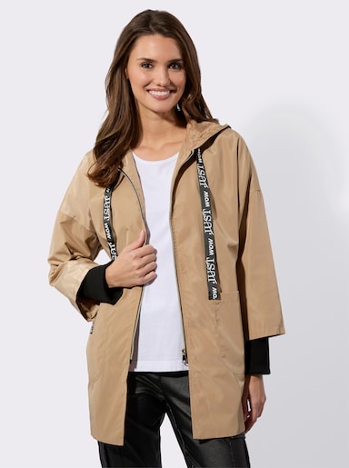 Kapuzenjacke mit Kontrast-Details - camel