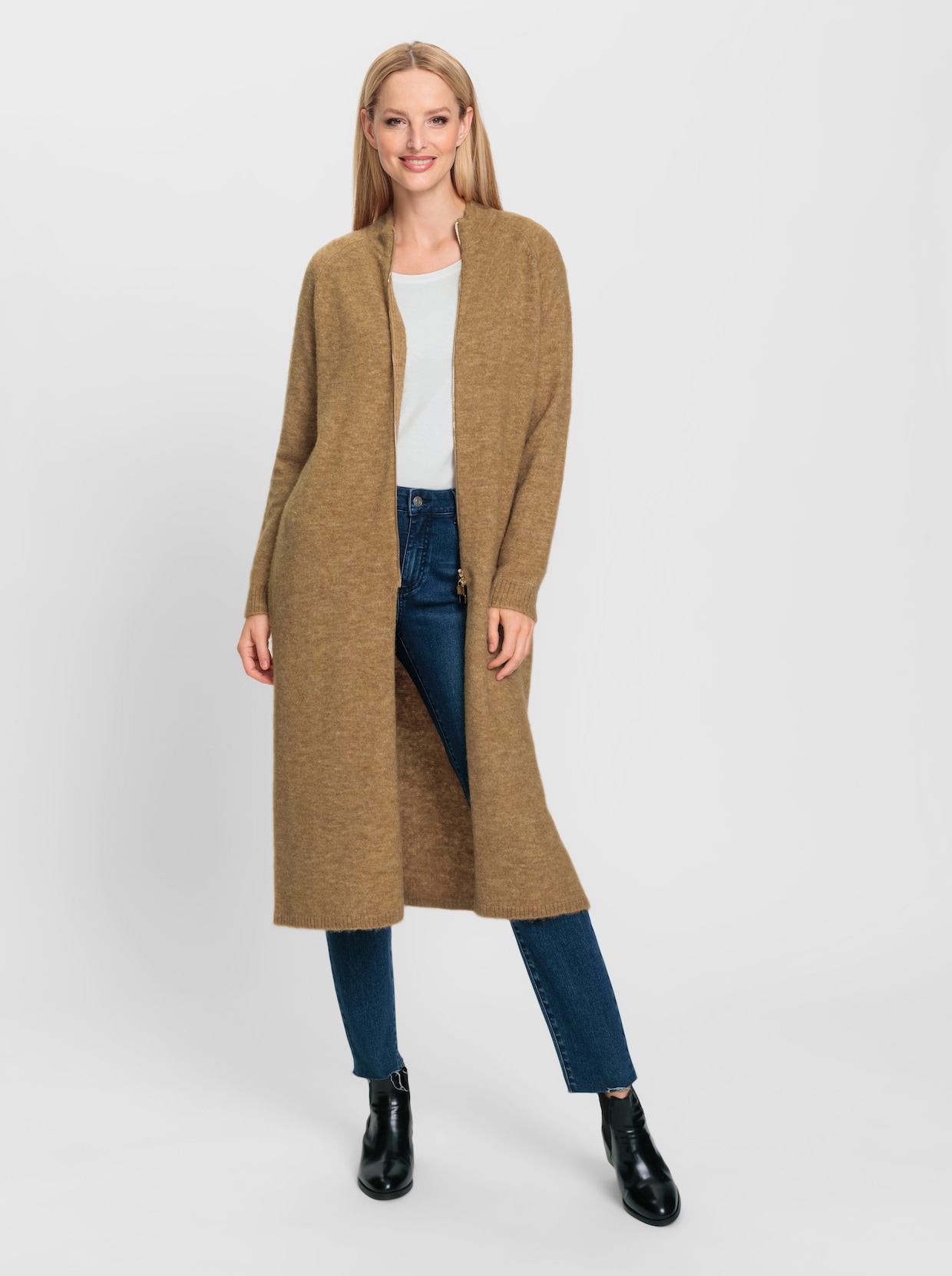 heine Long-Strickjacke - camel-meliert