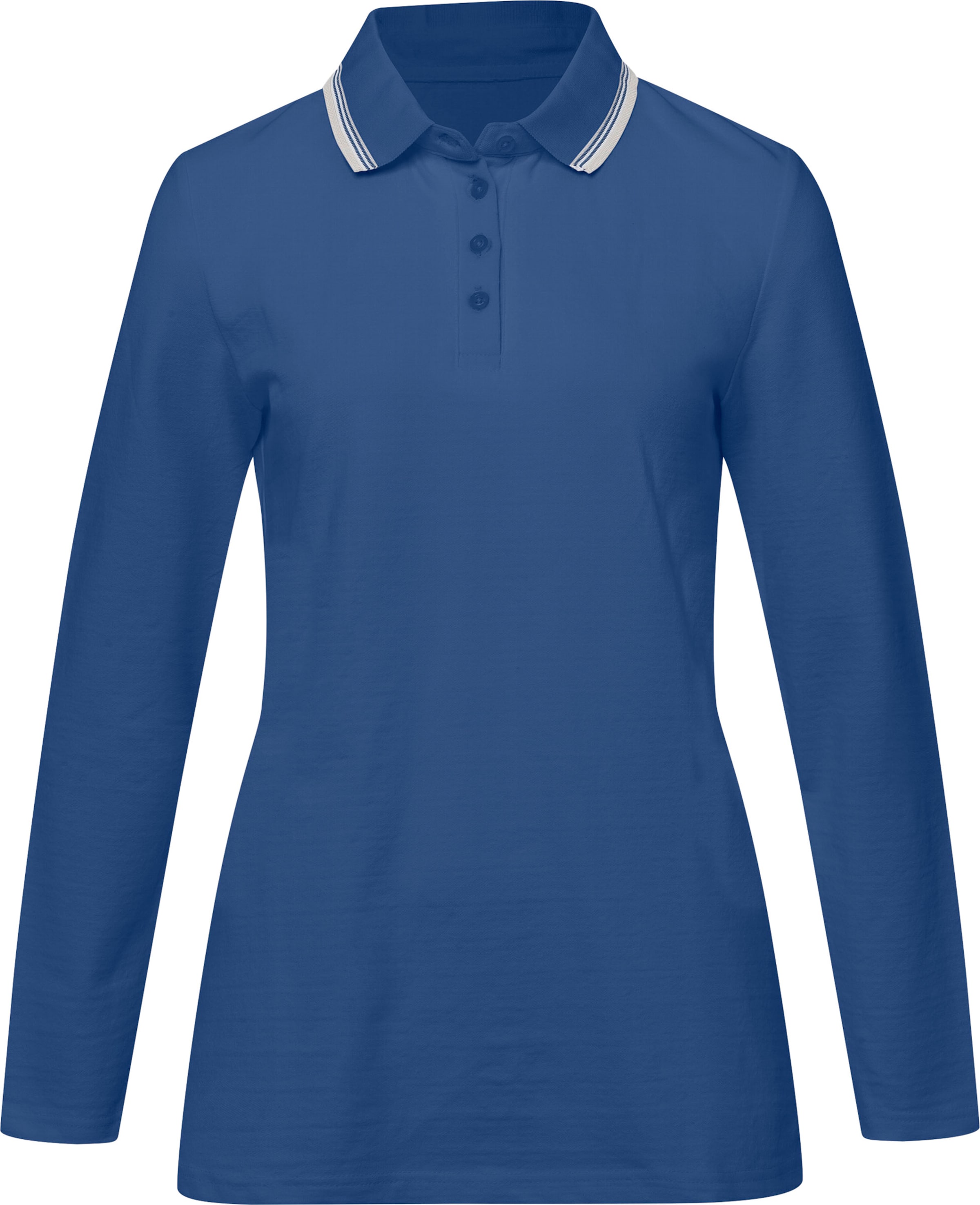 Your Look... for less! Dames Poloshirt met lange mouwen jeansblauw Maat