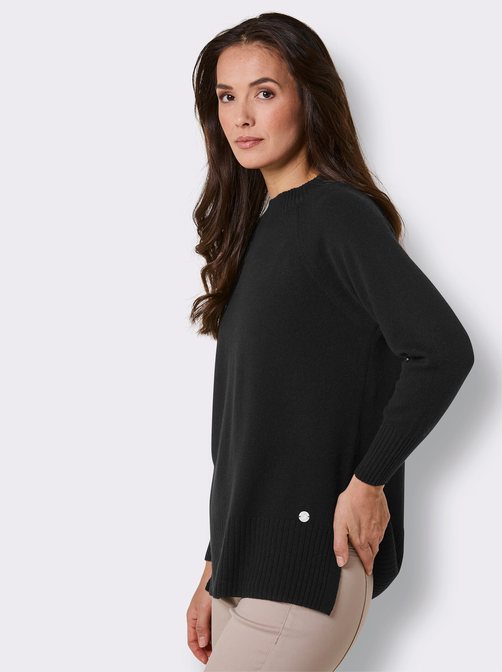 CREATION L PREMIUM Stehkragenpullover - schwarz