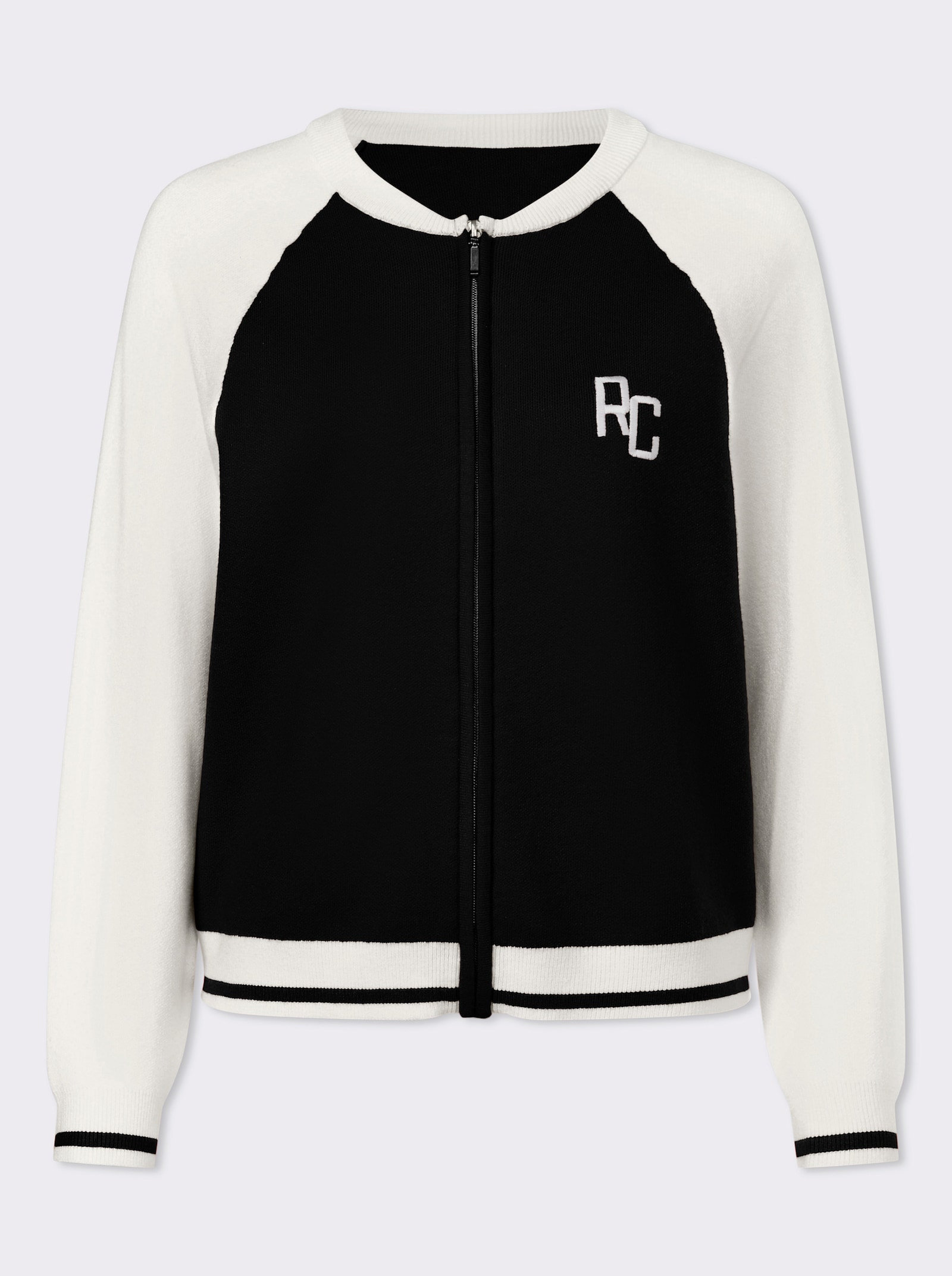 heine Veste blouson en tricot fin - noir-écru