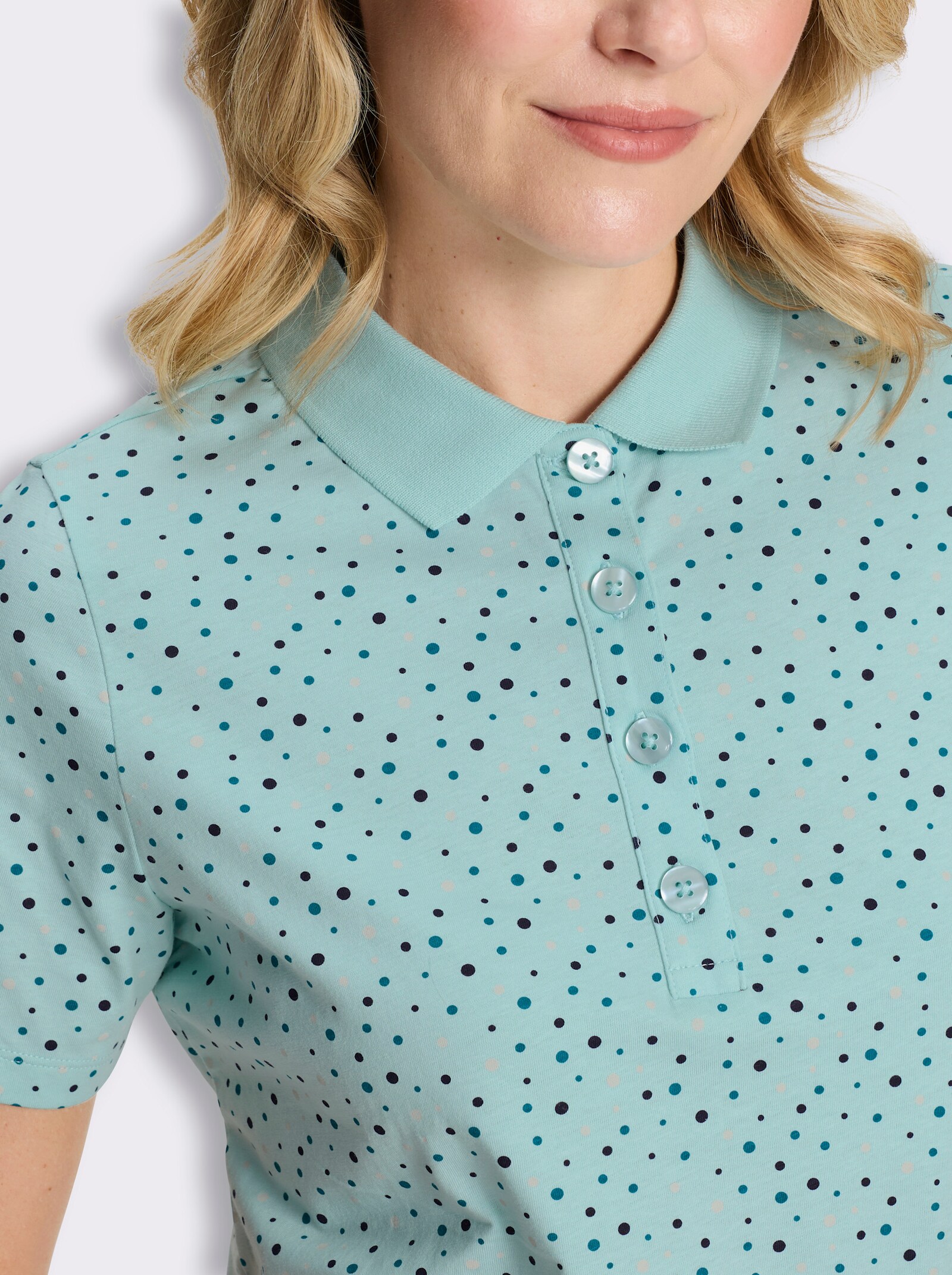 Poloshirt im Tupfen-Dessin - mint-aquapetrol-getupft