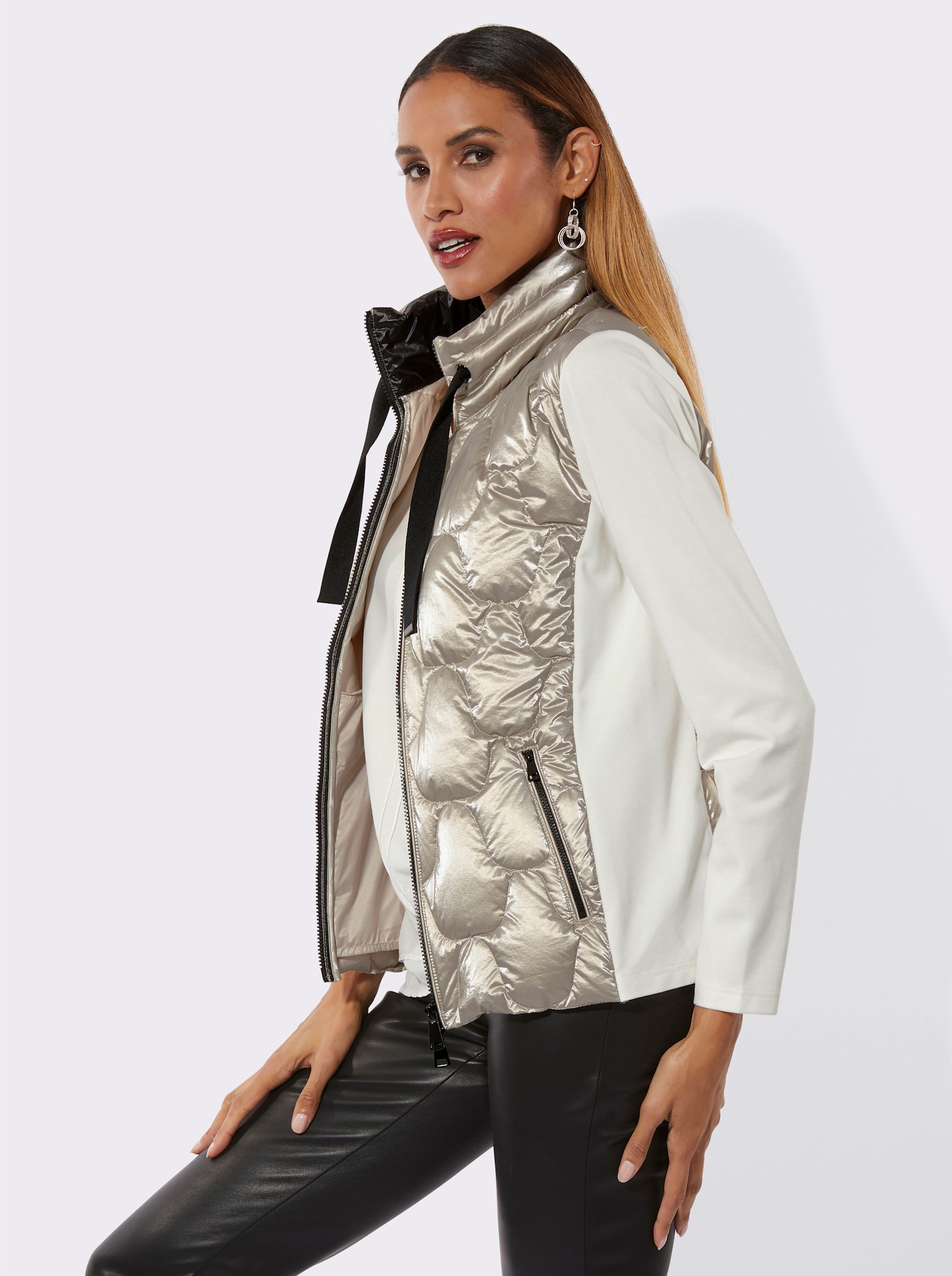 Veste en duvet en mélange de matières - écru-couleur argent