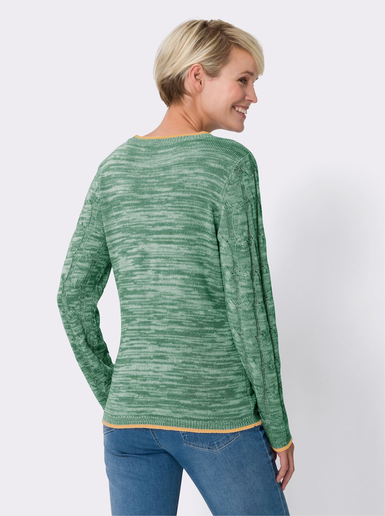 Pullover - grün-meliert