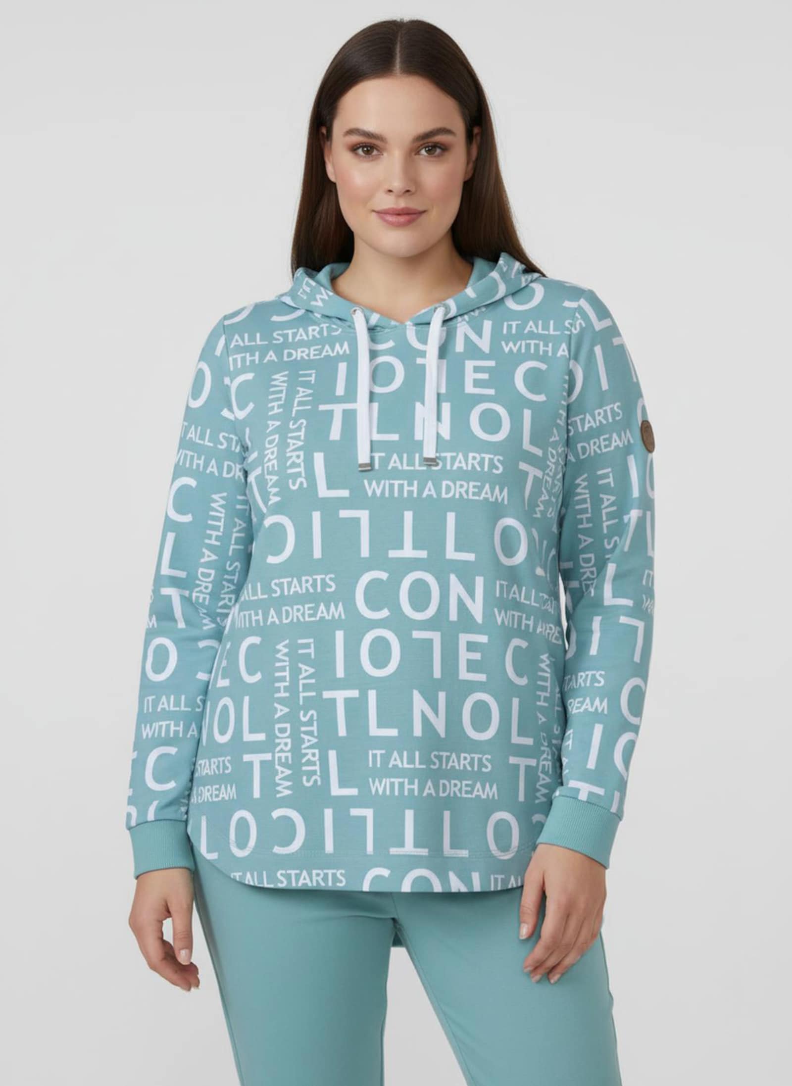 Longsweatshirt mit Lettering-Druck - ozean-weiß-gemustert