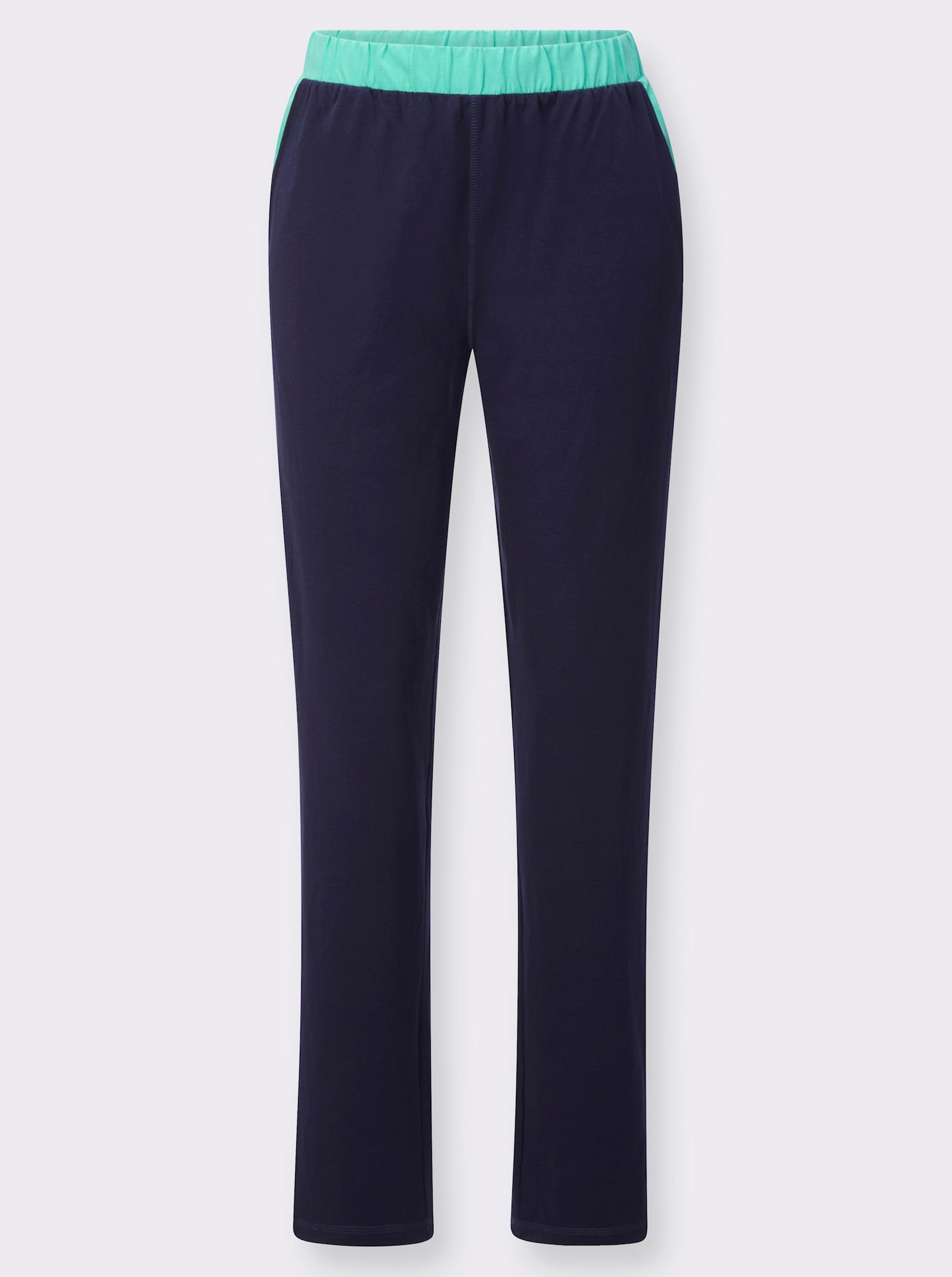 Freizeithose mit Kontrast-Akzenten - marine-blaugrün