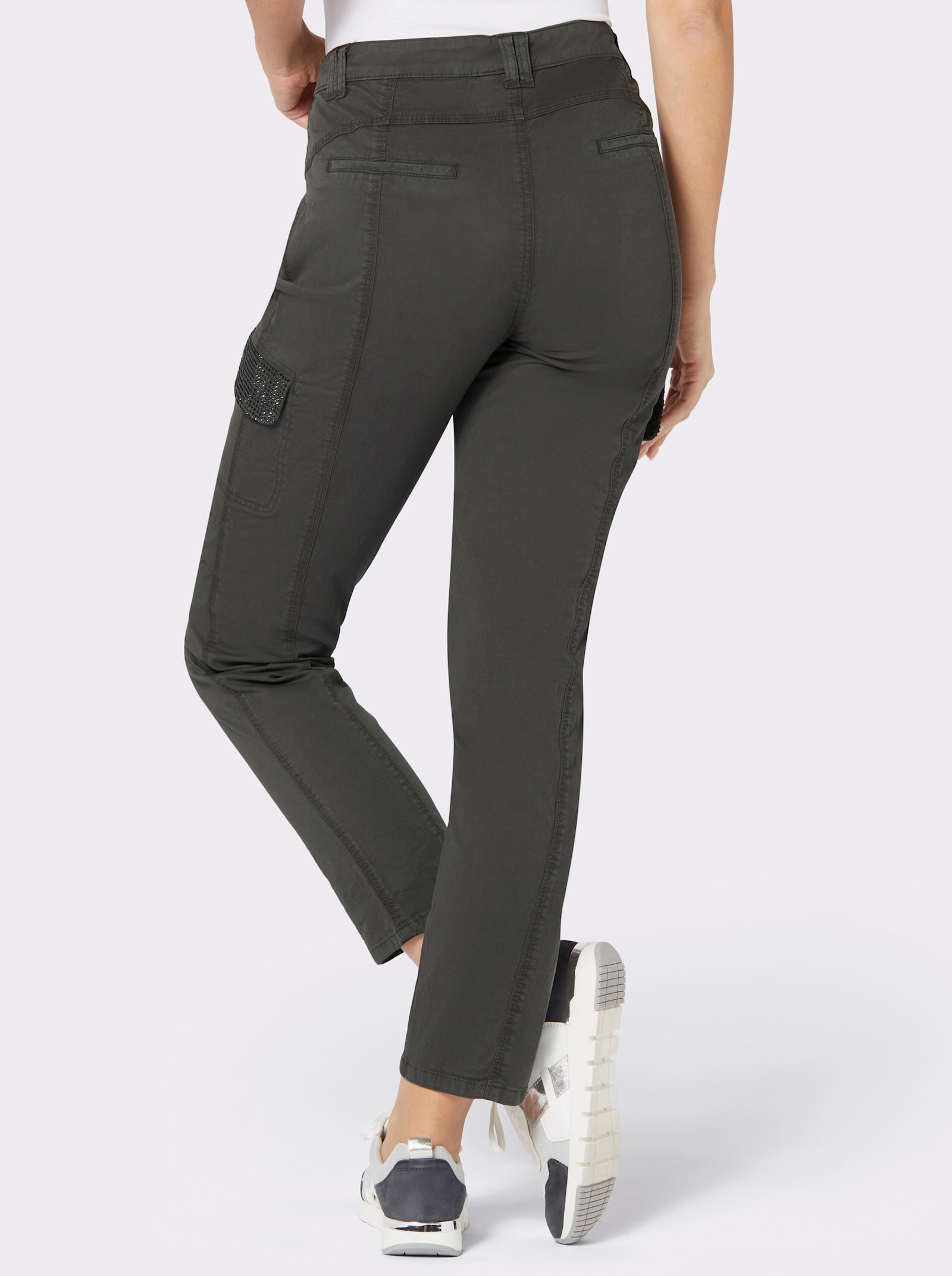 Cargohose mit Glitzersteinchen - graphit