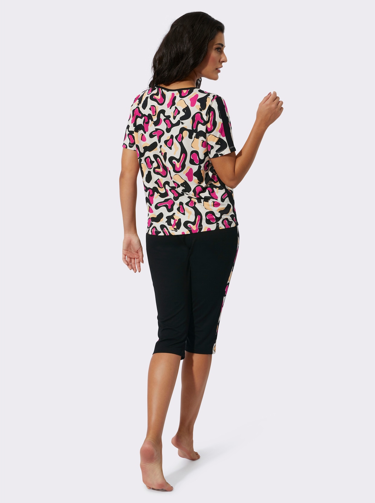 wäschepur Pyjama court - champagne-fuchsia imprimé
