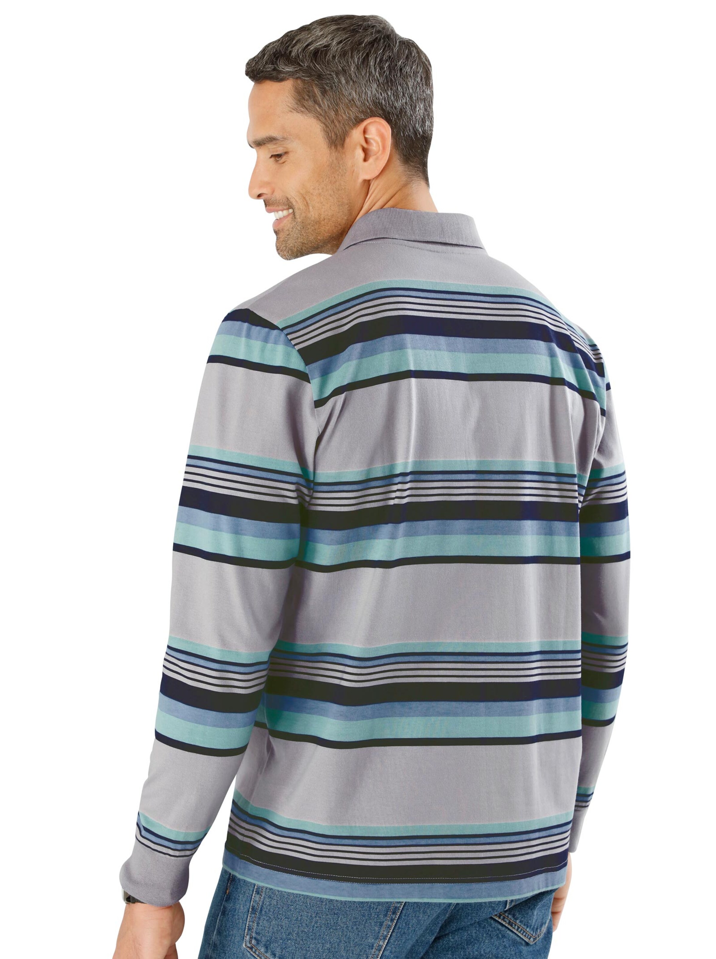 Poloshirt - grau-gestreift