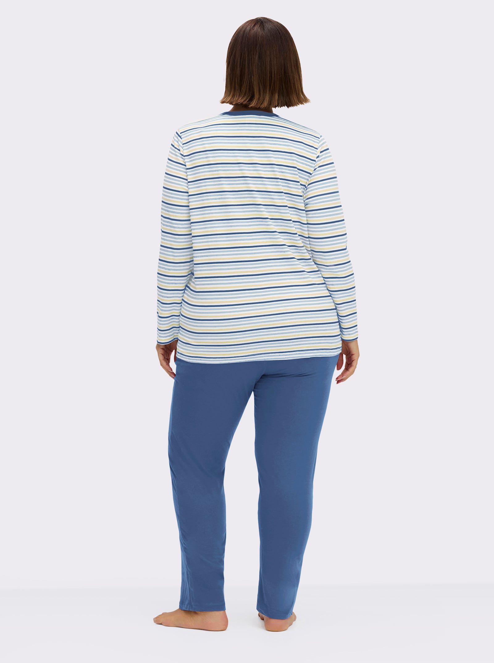 wäschepur Schlafanzüge aus reiner Baumwolle - jeansblau + jeansblau-geringelt