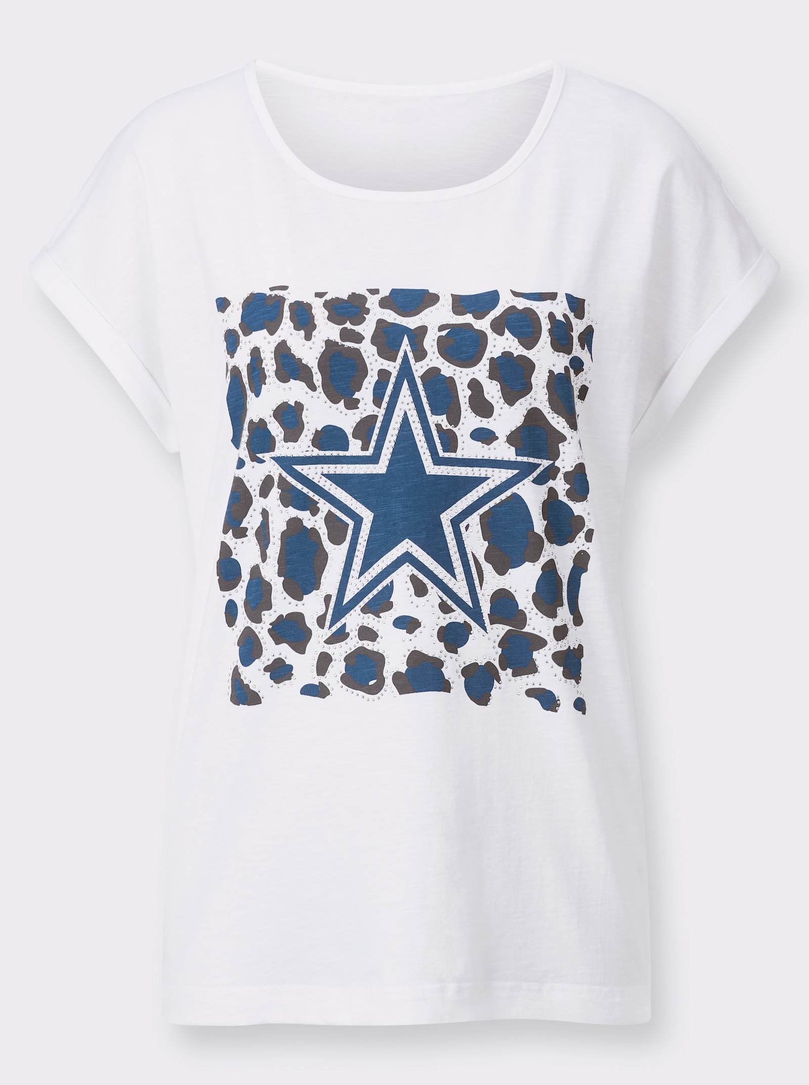 Shirt mit Animal- und Stern-Motiv - jeansblau-weiß