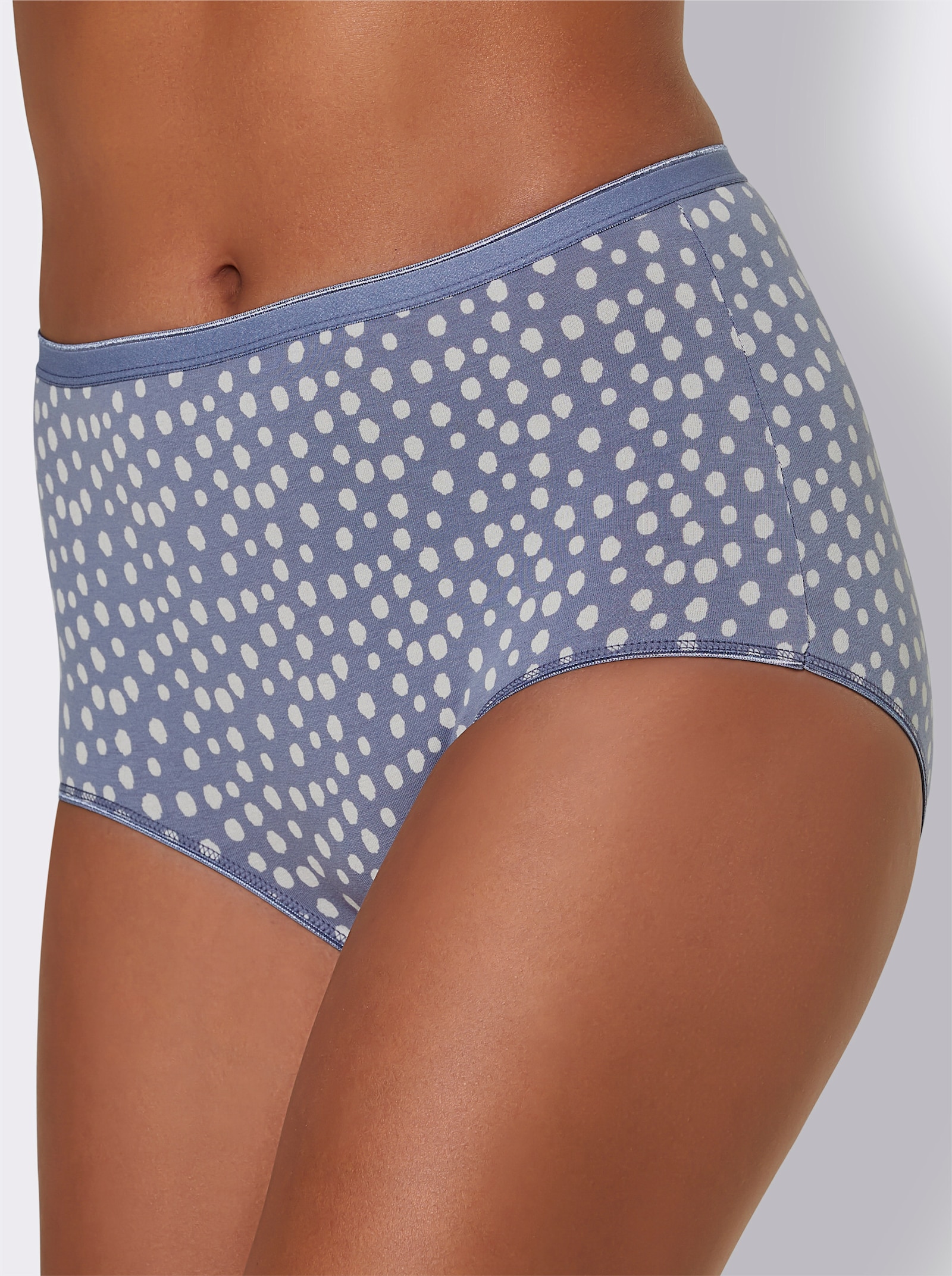 wäschepur Höga trosor med mjuk resårlinning - 2x duvblå-med tryck + 1x duvblå