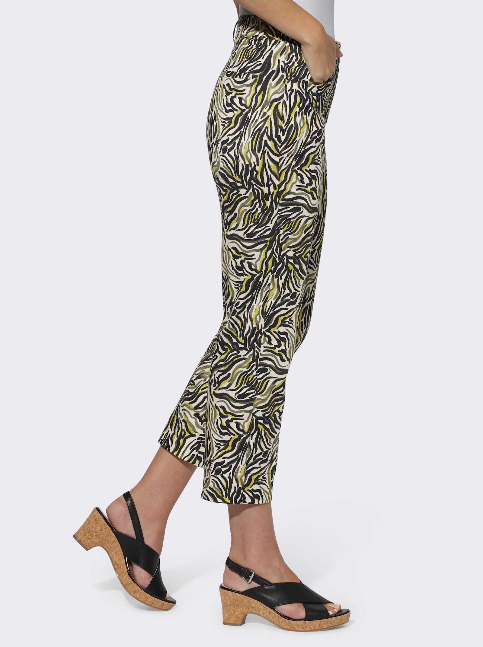 heine 7/8-Jeans in verkürzter Länge - khaki-champagner-bedruckt