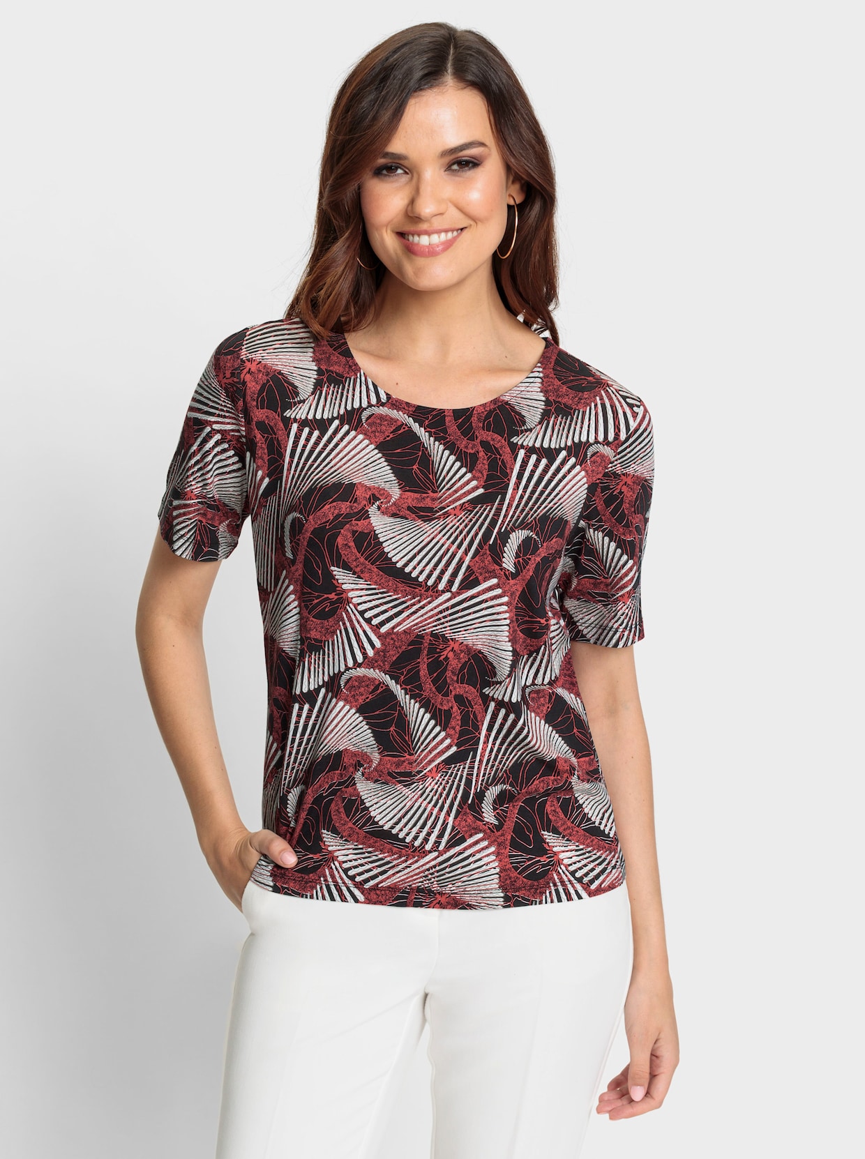 Shirt met korte mouwen - zwart/grapefruit bedrukt