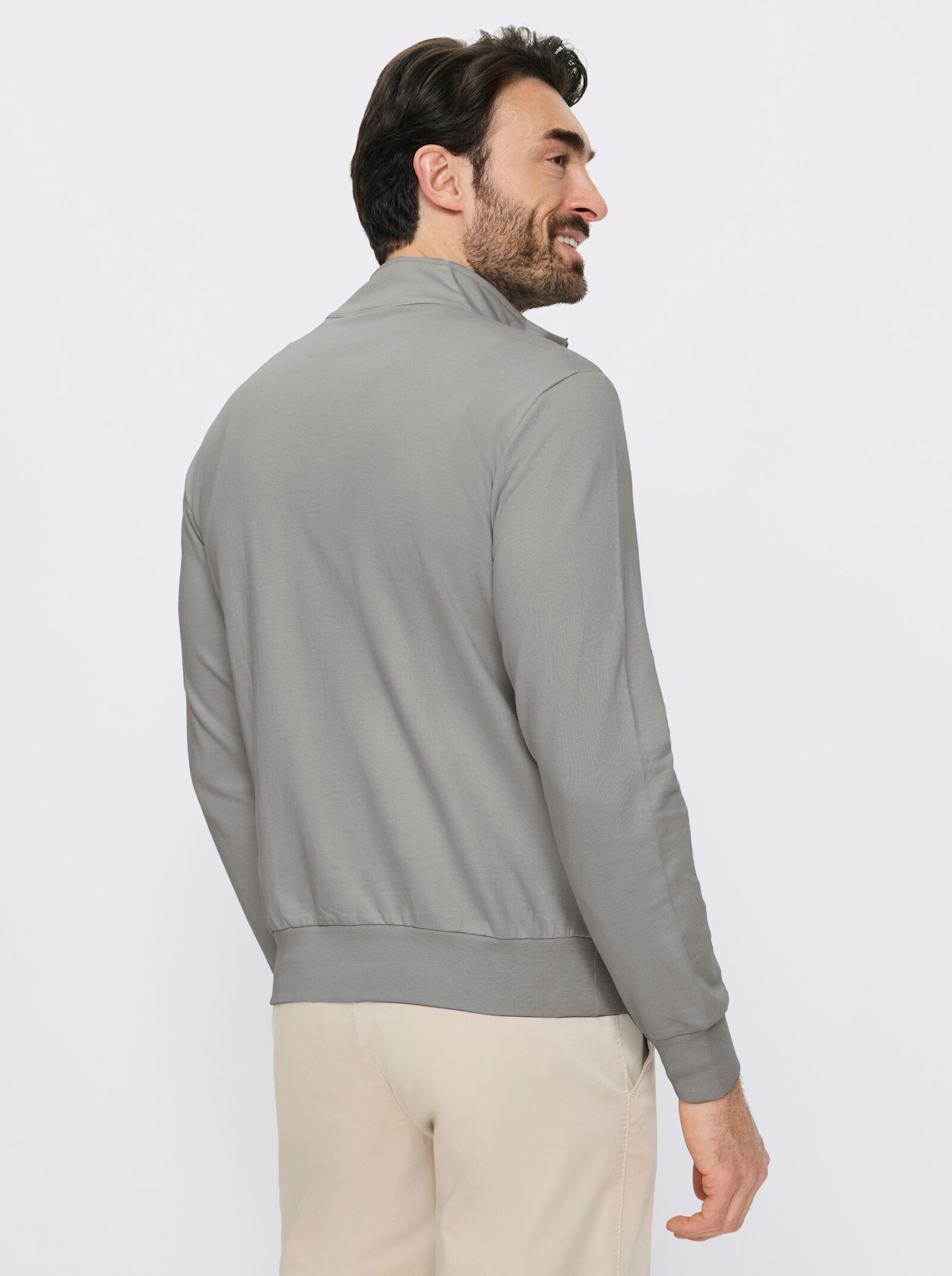 Catamaran Langarmshirt mit Stehkragen - hellgrau-meliert