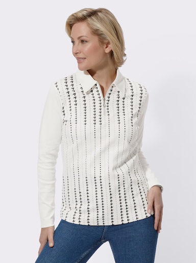 Poloshirt in Interlock-Qualität - ecru-bedruckt