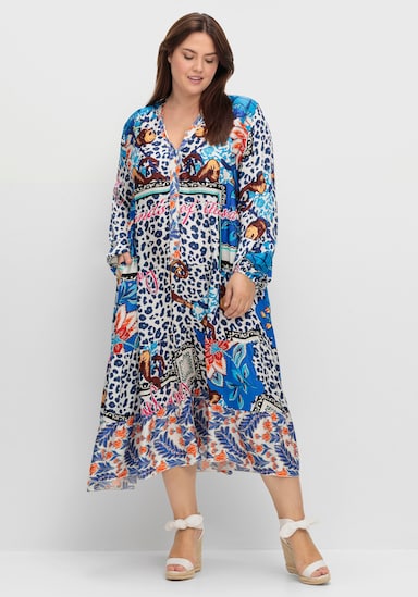 sheego loves miss goodlife Maxikleid - blau gemustert