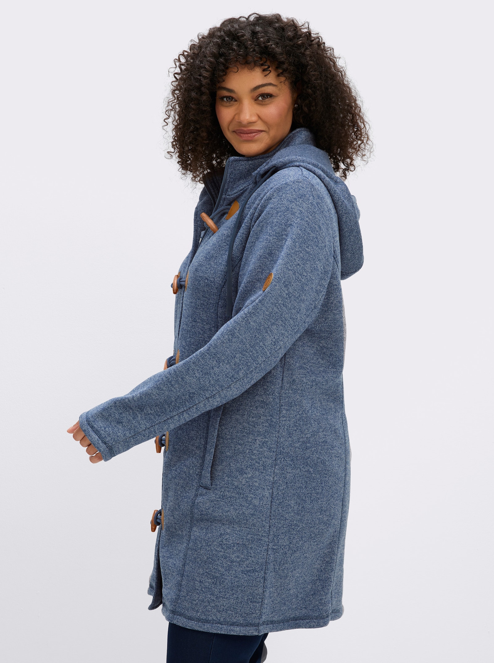 sheego Strickfleecejacke mit Knebelverschlüssen - rauchblau-taubenblau