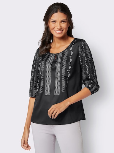 Comfortabele blouse - zwart/steengrijs