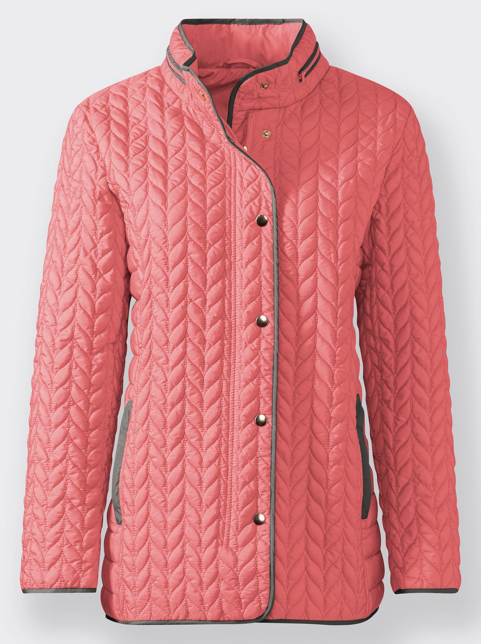 Steppjacke mit Kontrast-Paspeln - flamingo