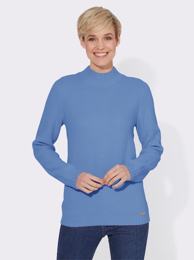 Langarm-Pullover - mittelblau