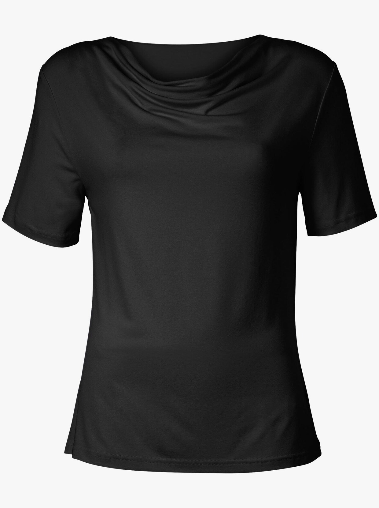 Shirt met cascadehals - zwart