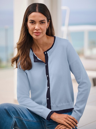 heine Feinstrickjacke in Lagenoptik - hellblau-marine