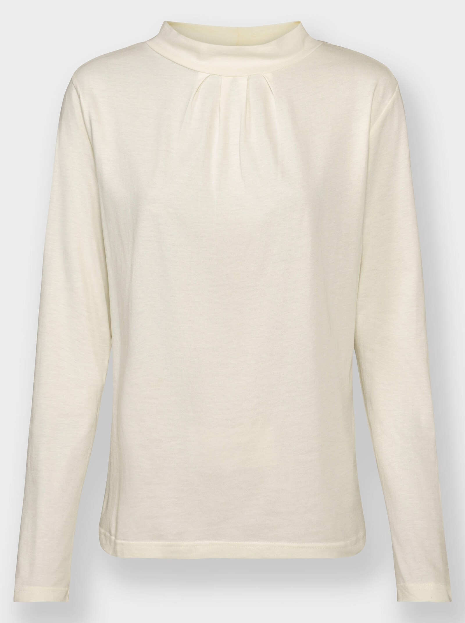 Stehkragenshirt mit Falten am Ausschnitt - champagner