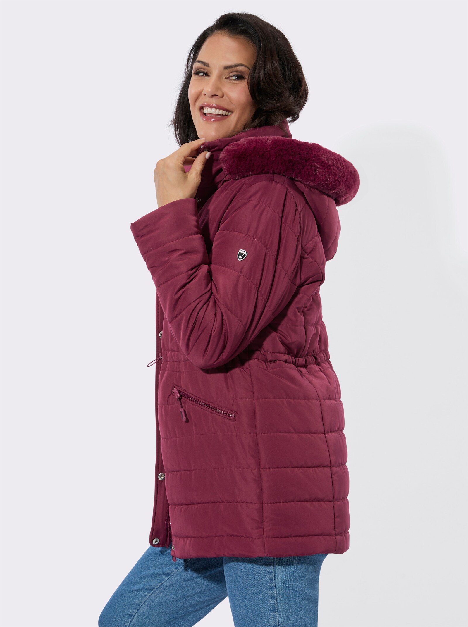 Steppjacke mit verdecktem Reißverschluss - bordeaux