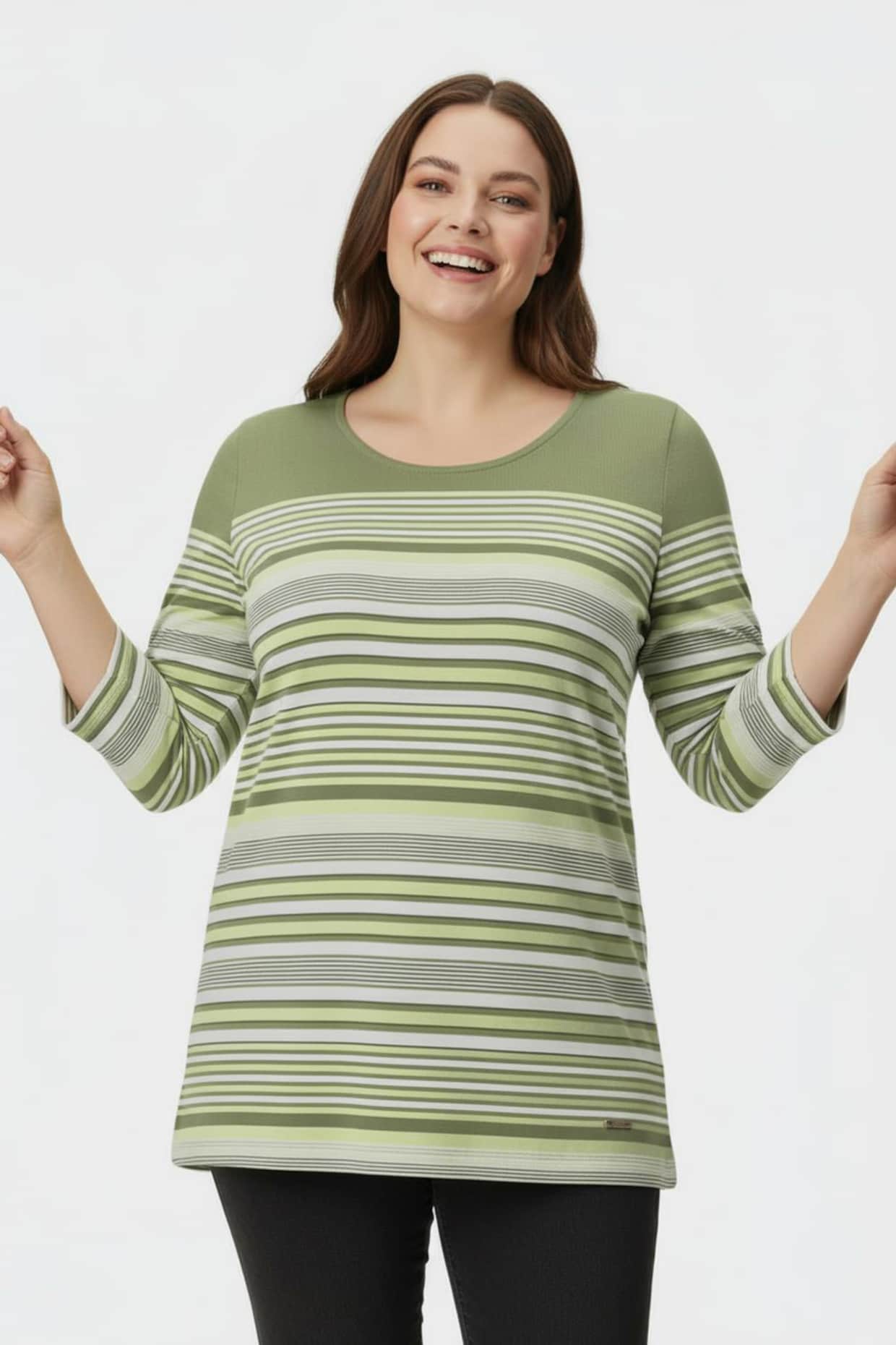 Ringelshirt mit 3/4-Ärmeln - schilf-ecru-geringelt