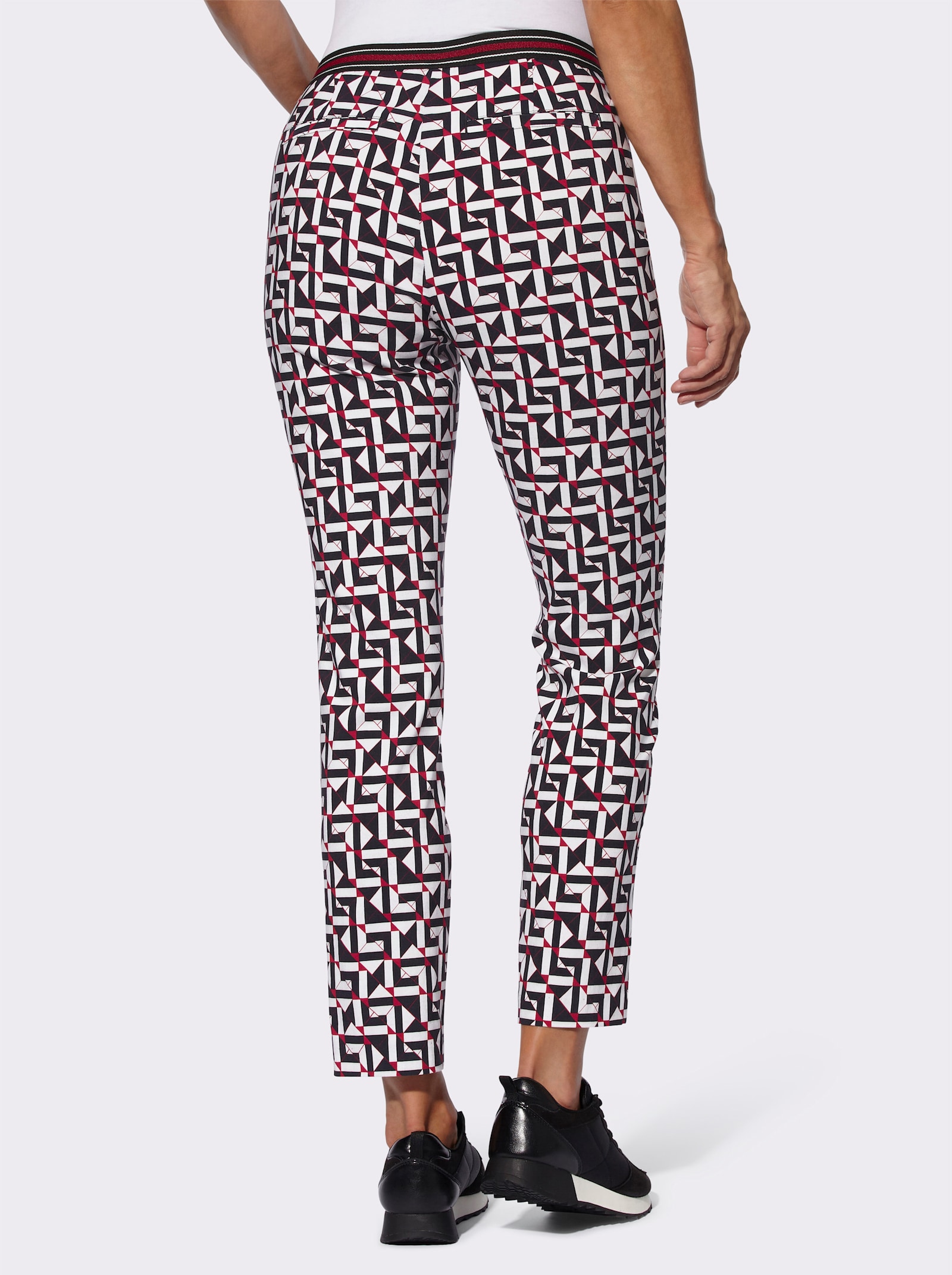 Bengalinhose mit grafischem Druck - schwarz-rot-bedruckt