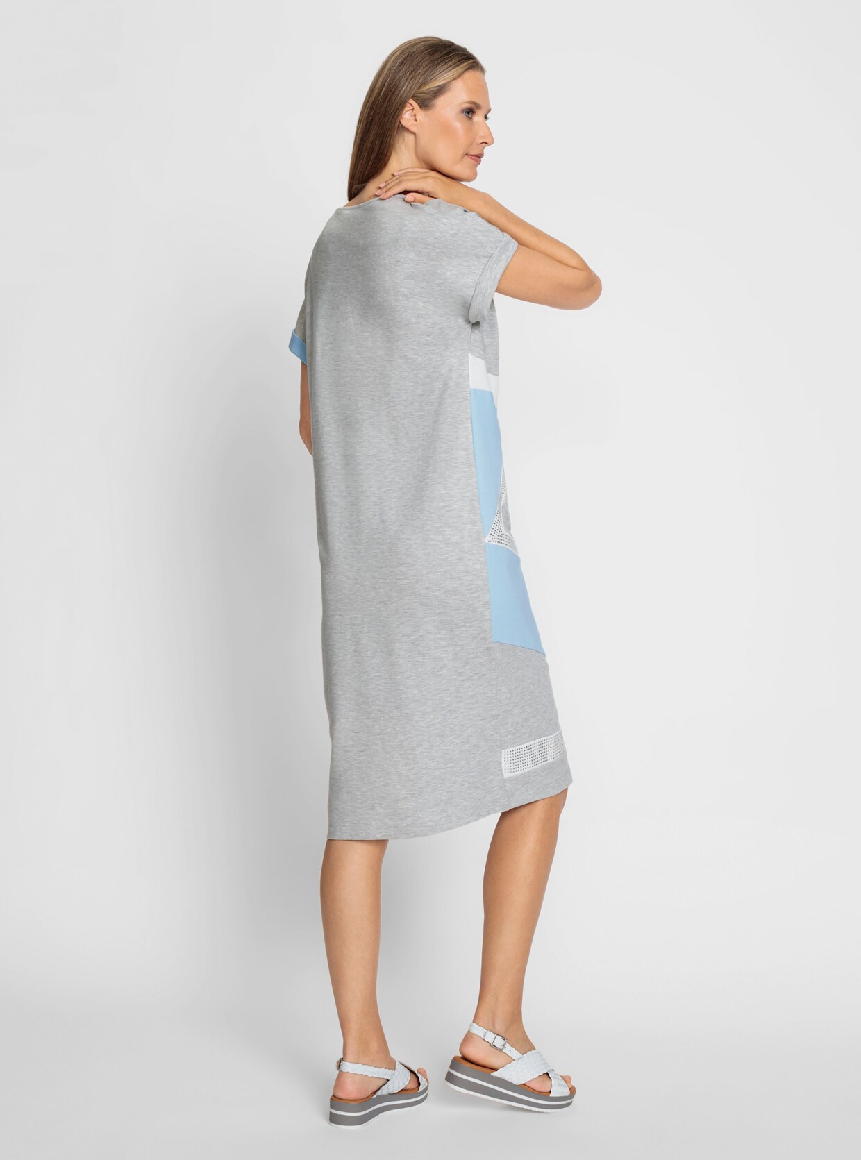 heine Robe en jersey - gris pierre-bleu clair à motifs